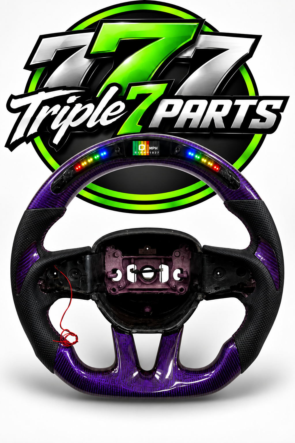 Purple Carbon Fiber Steering Wheel LED Forged For Dodge Challenger Hellcat Charger SRT | Leather |