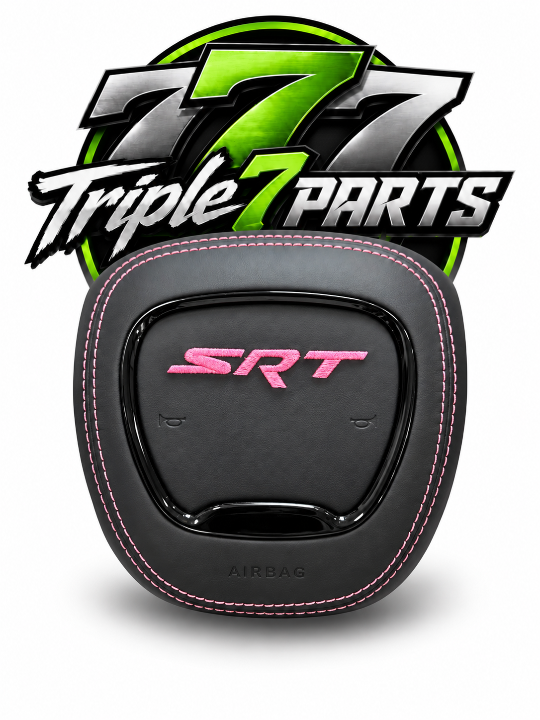 SRT Leather Airbag Cover Pink Stitching