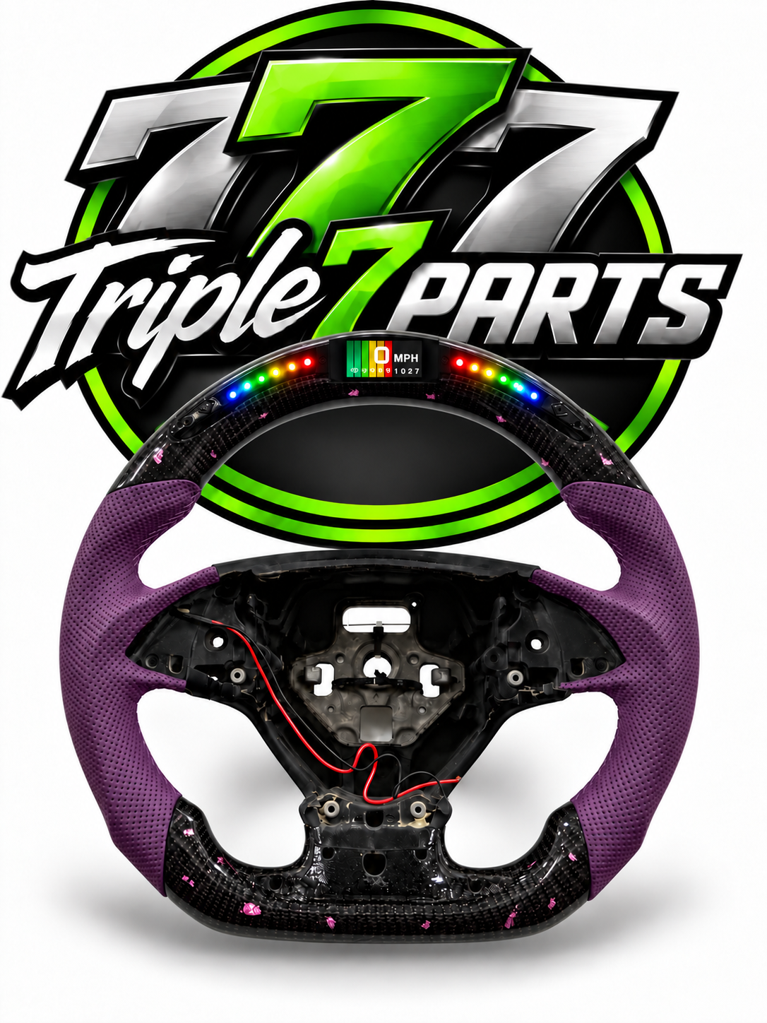 Purple Forged Carbon Fiber Steering Wheel LED Forged For Dodge Challenger Hellcat Charger SRT | Leather |