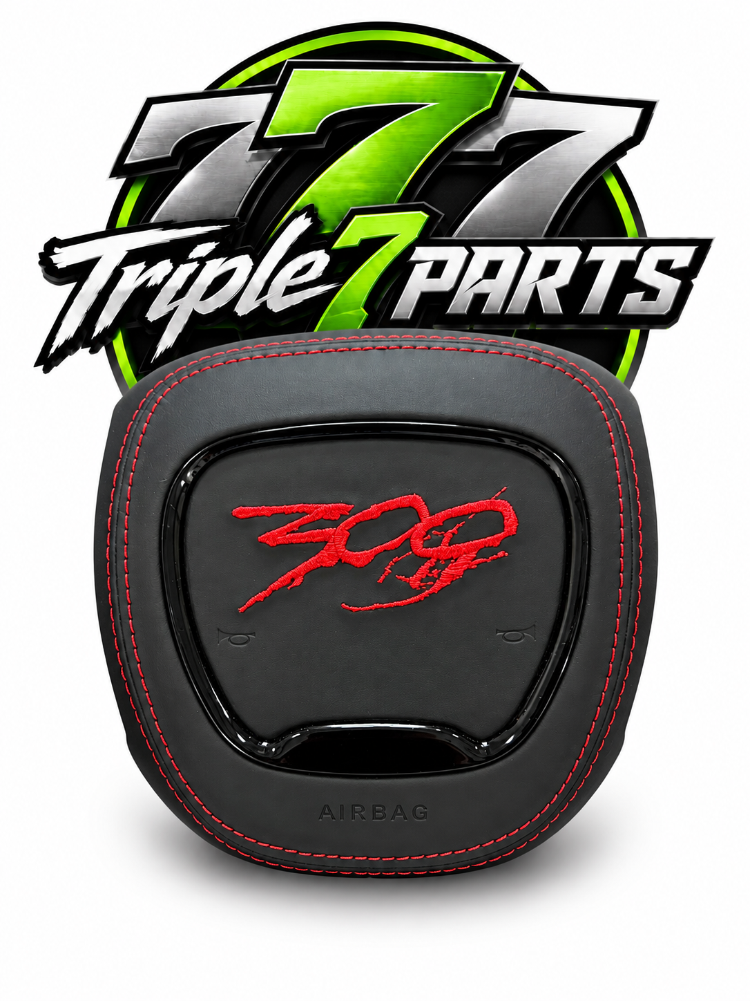 300 Leather Airbag Cover Red Stitching