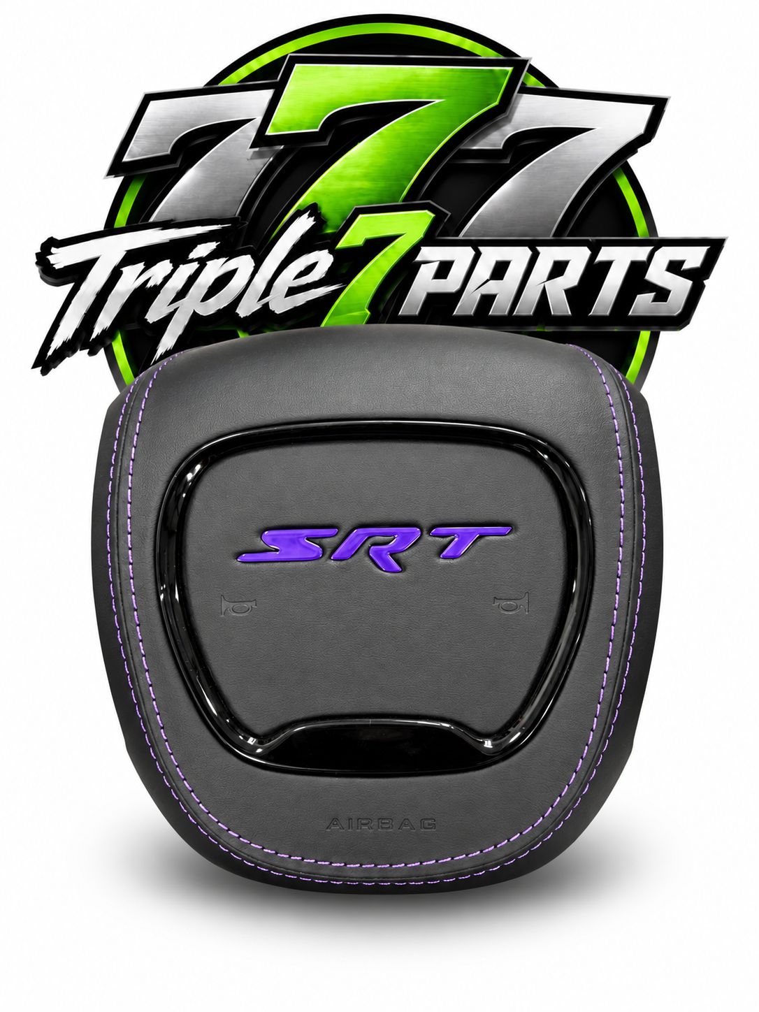 SRT Leather Airbag Cover Purple Stitching and Logo