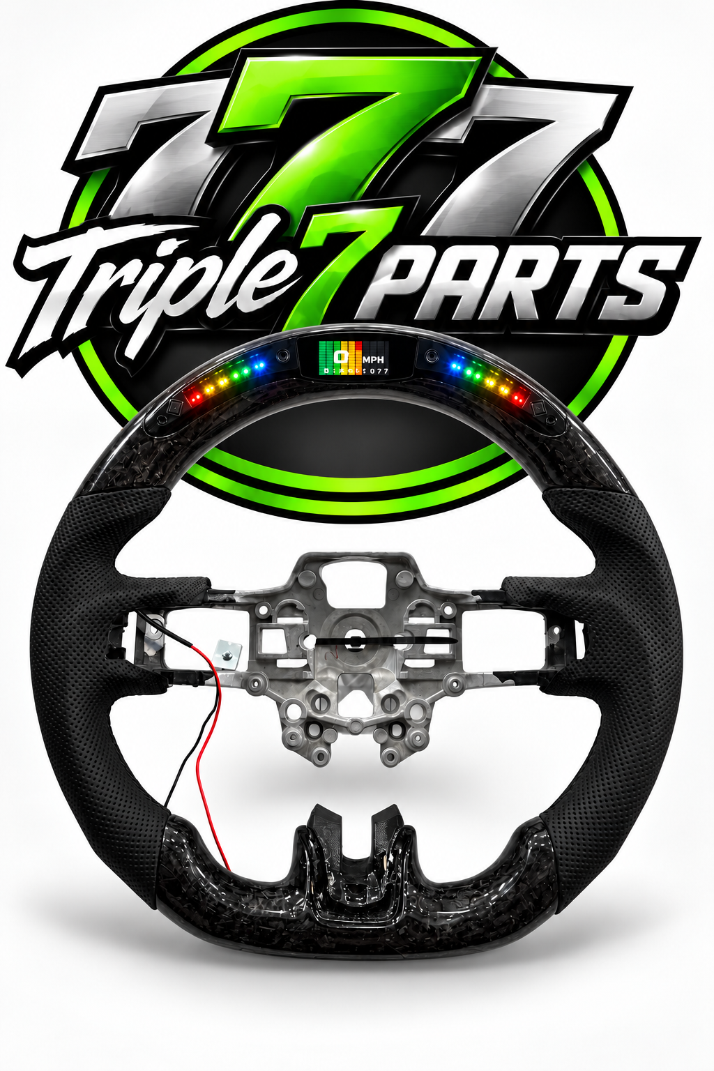 Forged Carbon Fiber Steering Wheel LED Forged For Mustang | Black | Leather |