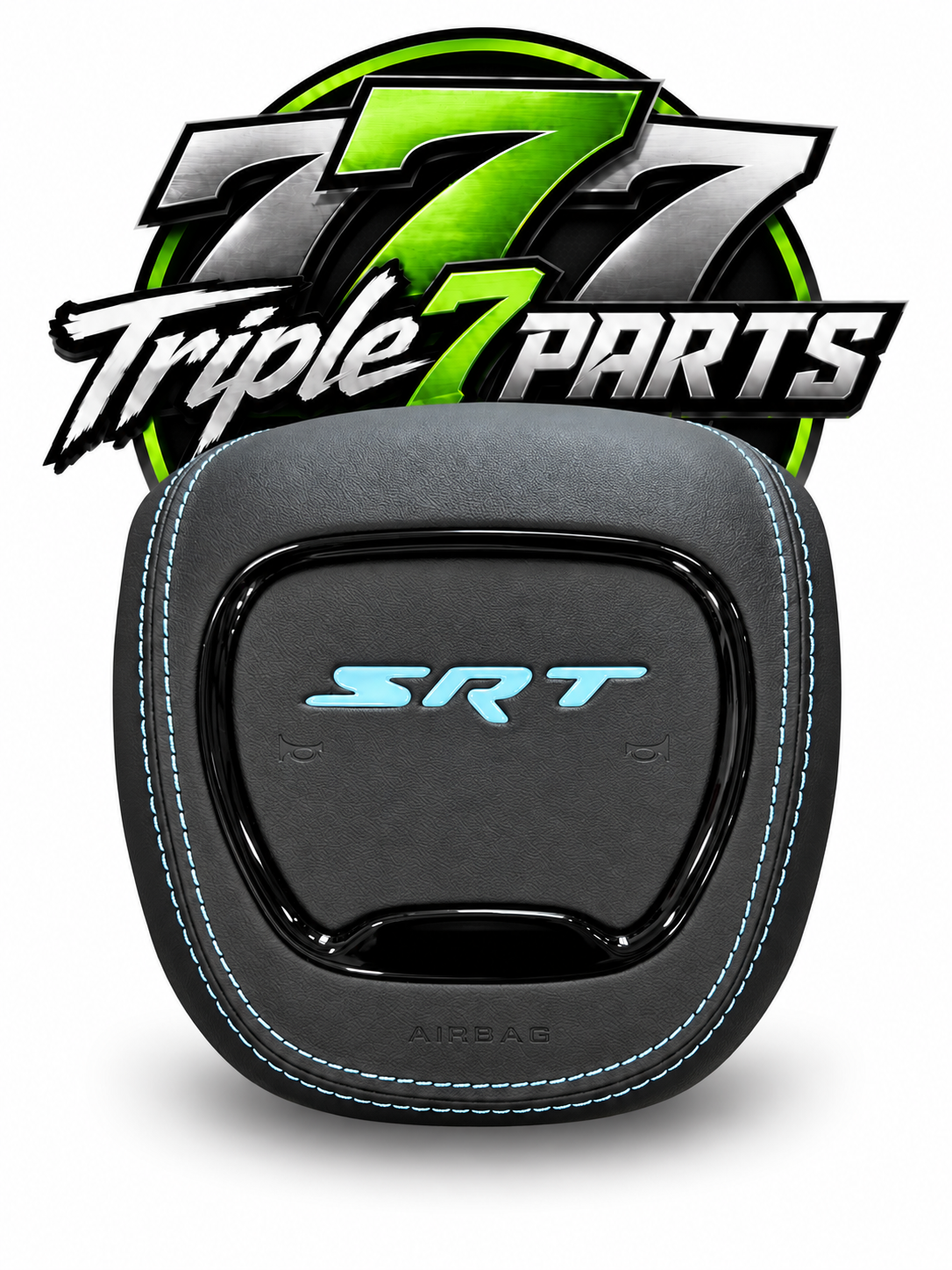 SRT Leather Airbag Cover Tiffany Blue Stitching and Logo