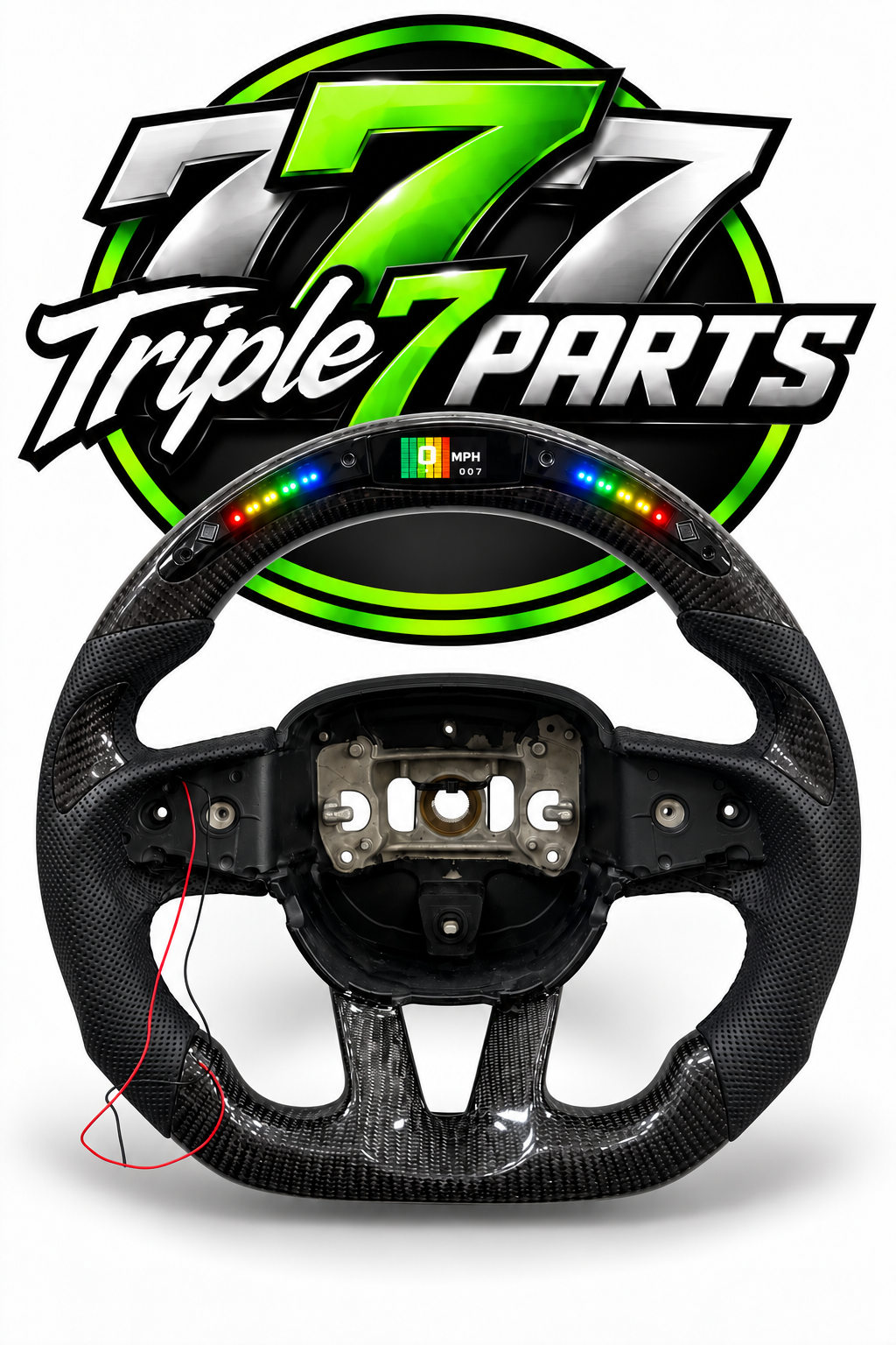 Carbon Fiber Steering Wheel LED Forged For Dodge Challenger Hellcat Charger SRT | Black | Leather |