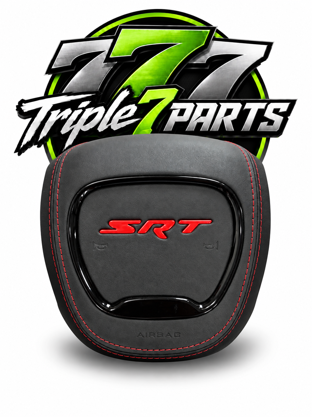 SRT Leather Airbag Cover Red Stitching and Logo
