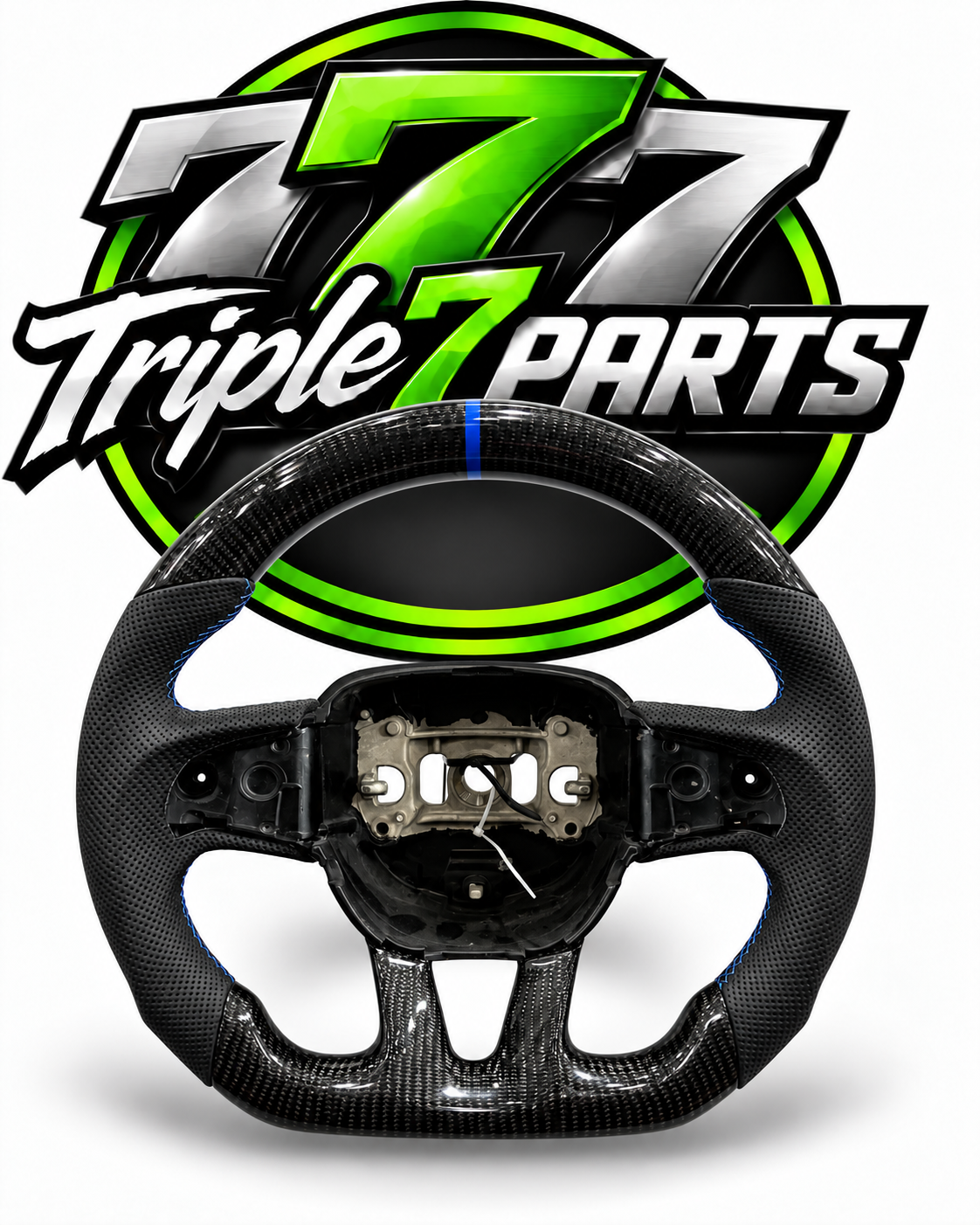 Blue Stripe Carbon Fiber Steering Wheel for Dodge Challenger/Charger 2015+