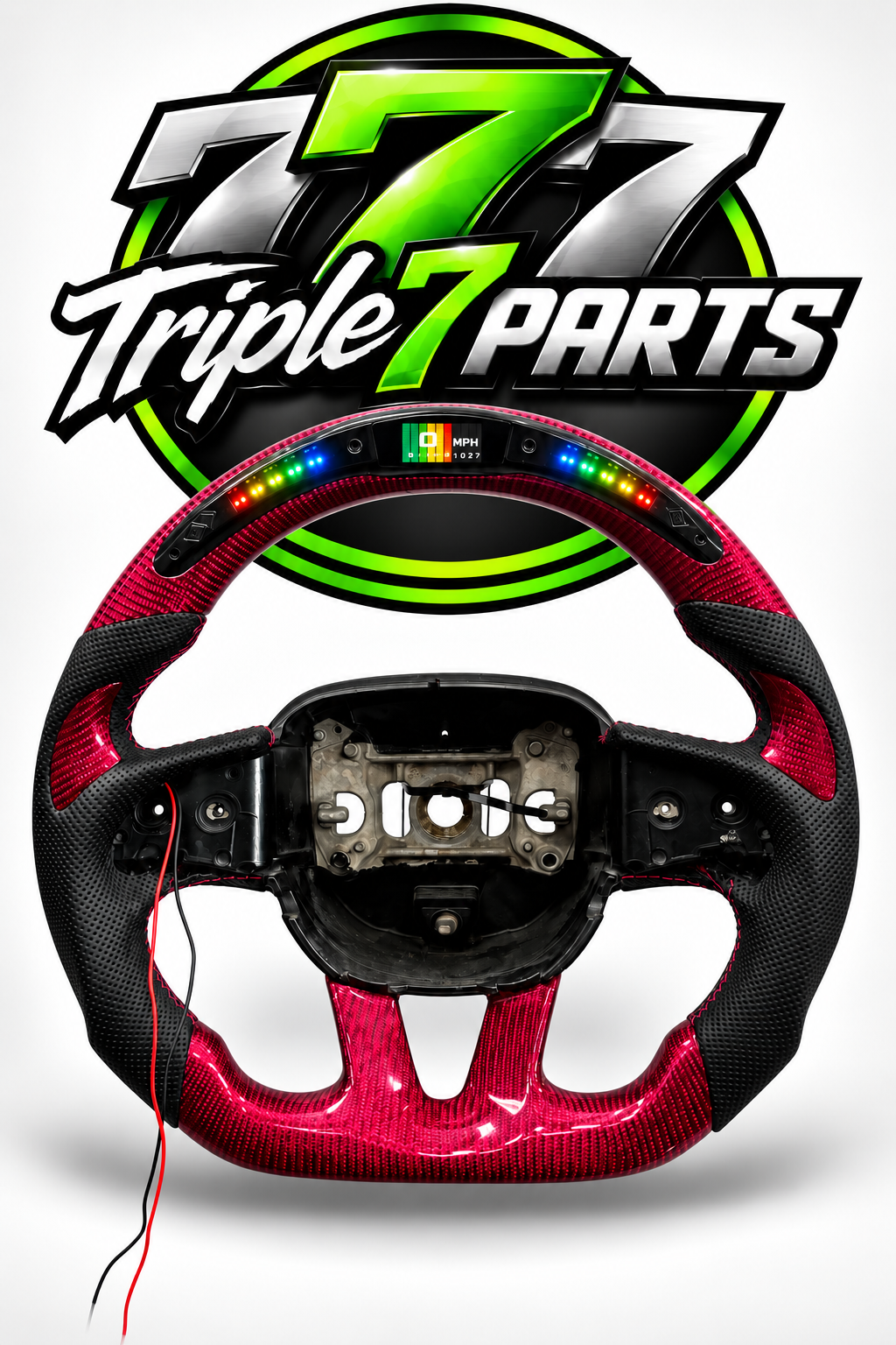 Pink Carbon Fiber Steering Wheel LED Forged For Dodge Challenger Hellcat Charger SRT | Leather |