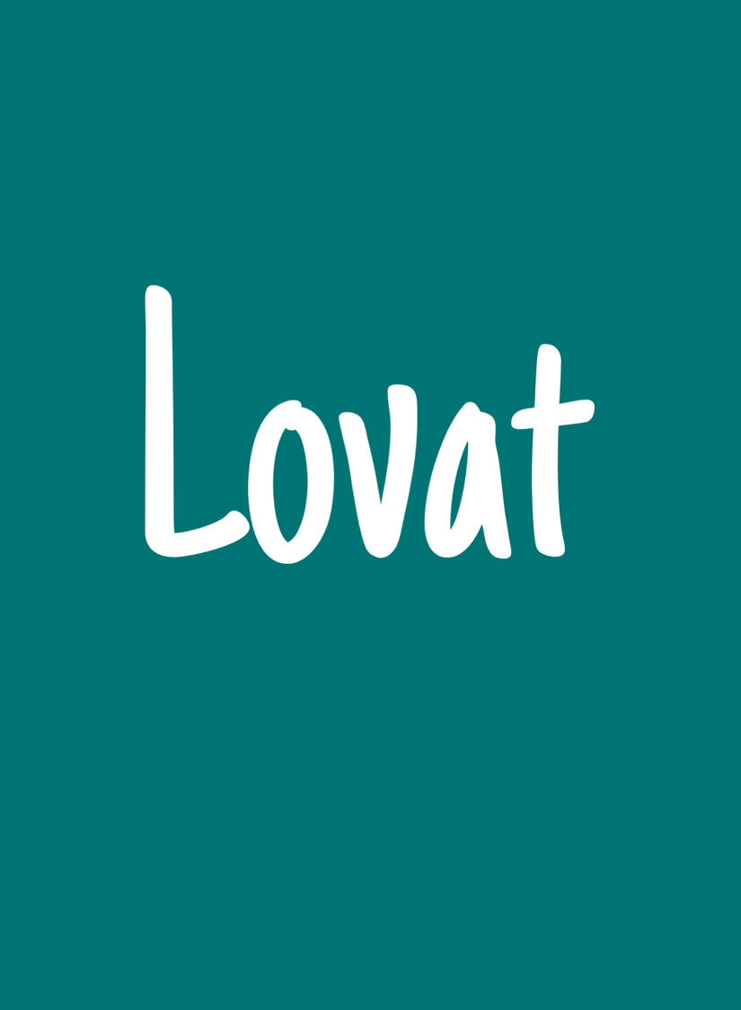 Green book cover with the word 'Lovat' written in white, casual font.