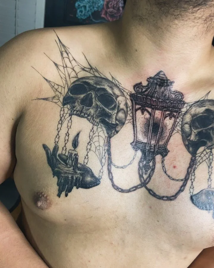 Skulls had a week or so of healing on the first vid. Second is them fresh. 

Private Studio located in Monterey Park, CA. A few minutes from DTLA. 

Deposit is required to book.

Message if interested.

Thank you.

#darkart #darkrealism #realismtatto