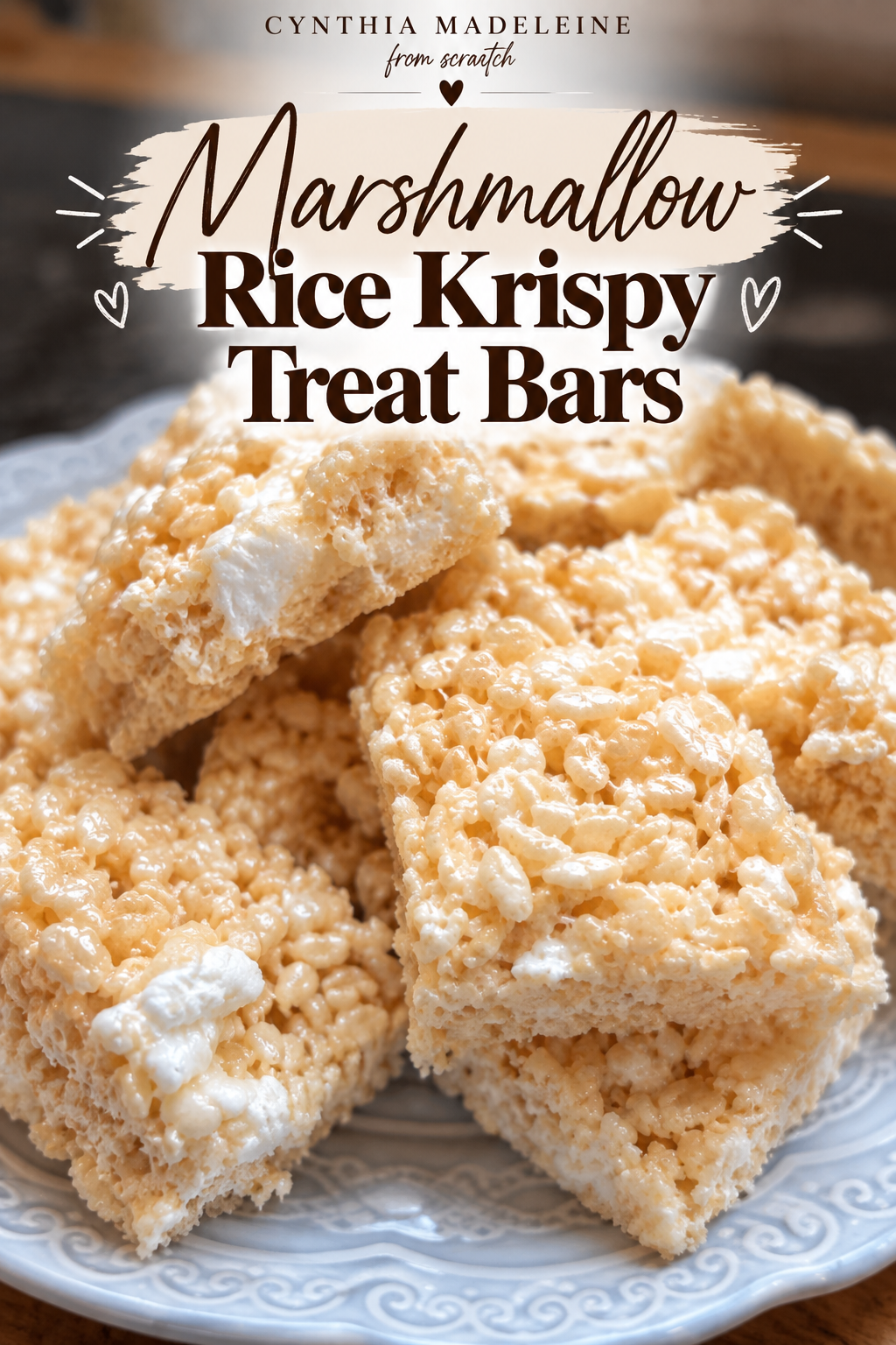 Homemade Rice Krispie treats cut into squares
