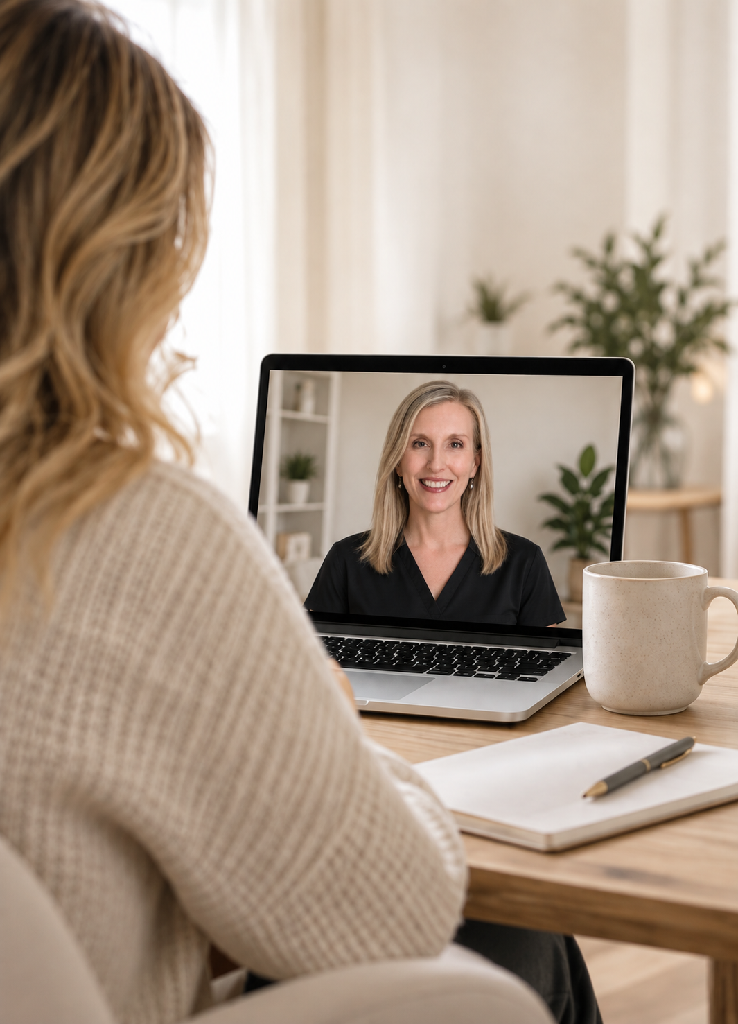 Virtual Aesthetic consultation with a Magnolia Nurse Aesthetics Provider by video call.