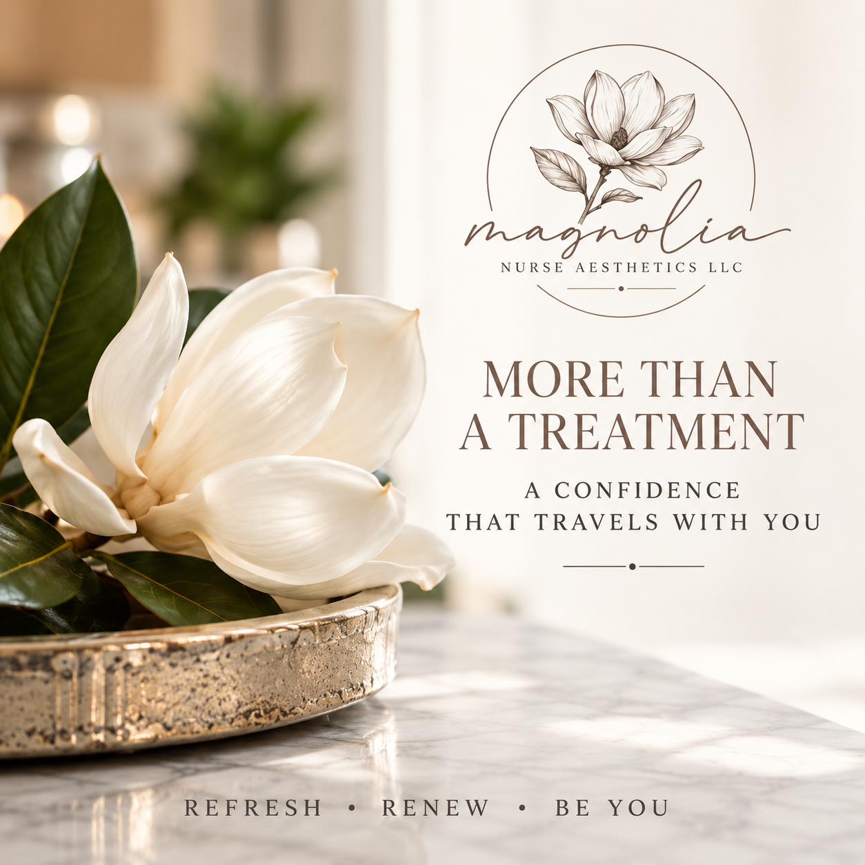 Magnolia Nurse Aesthetics message: "More than a treatment. A Confidence That Travels With You."