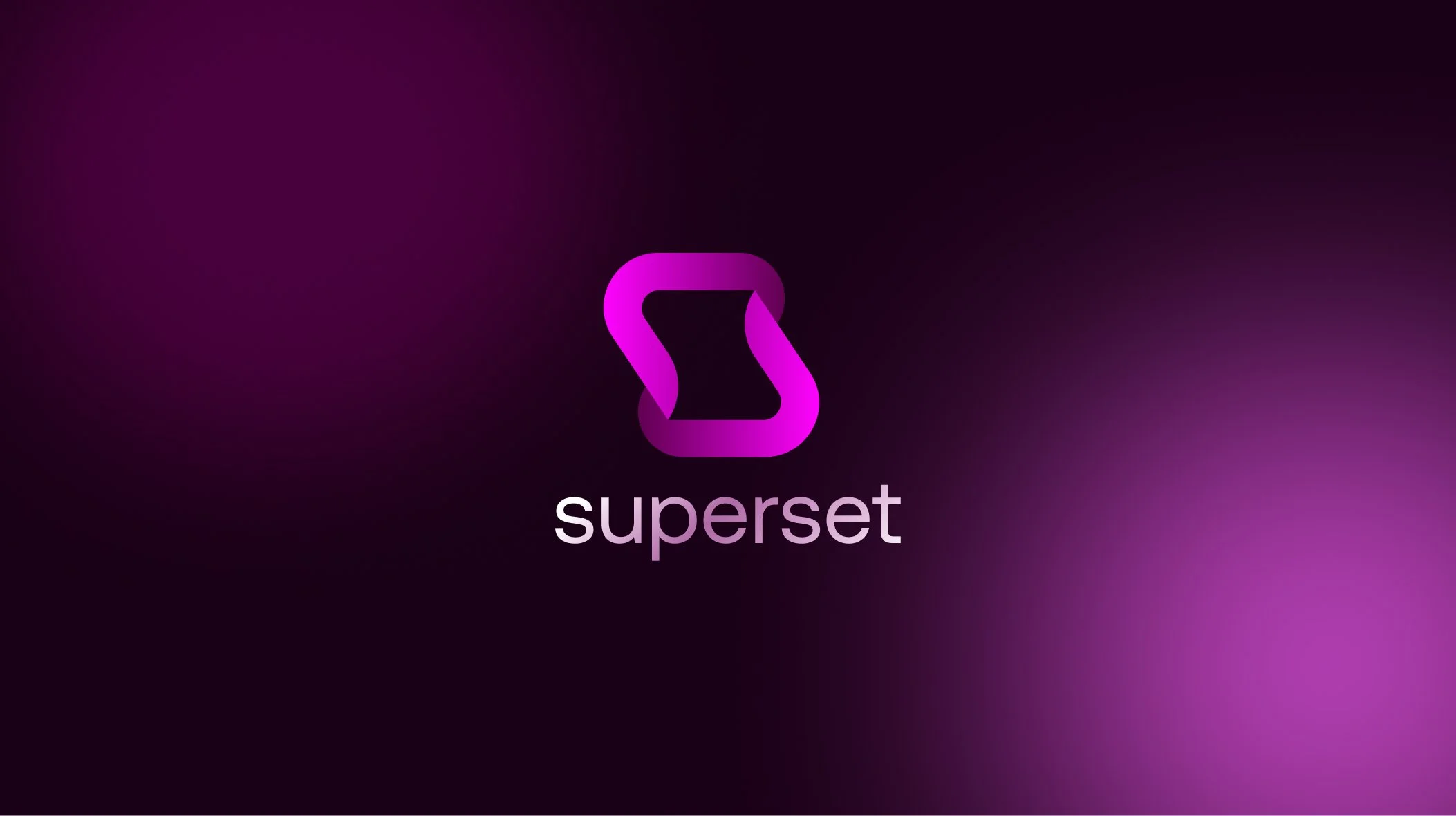 Logotipo de Superset con fondo oscuro y un diseño en tonos morados, acompañada del texto 'superset' en la parte inferior.