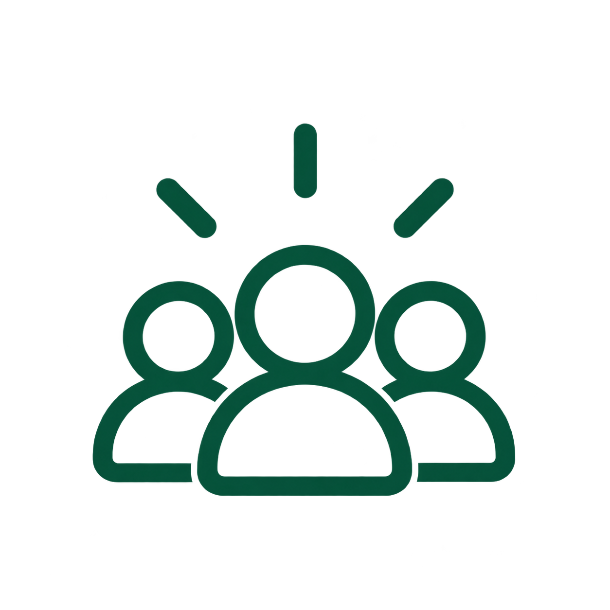 Icon of a group of people with a speech bubble above, representing communication or discussion.