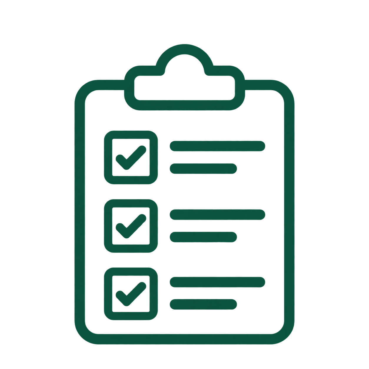 A digital illustration of a clipboard with a checklist and three checked items, against a dark background.