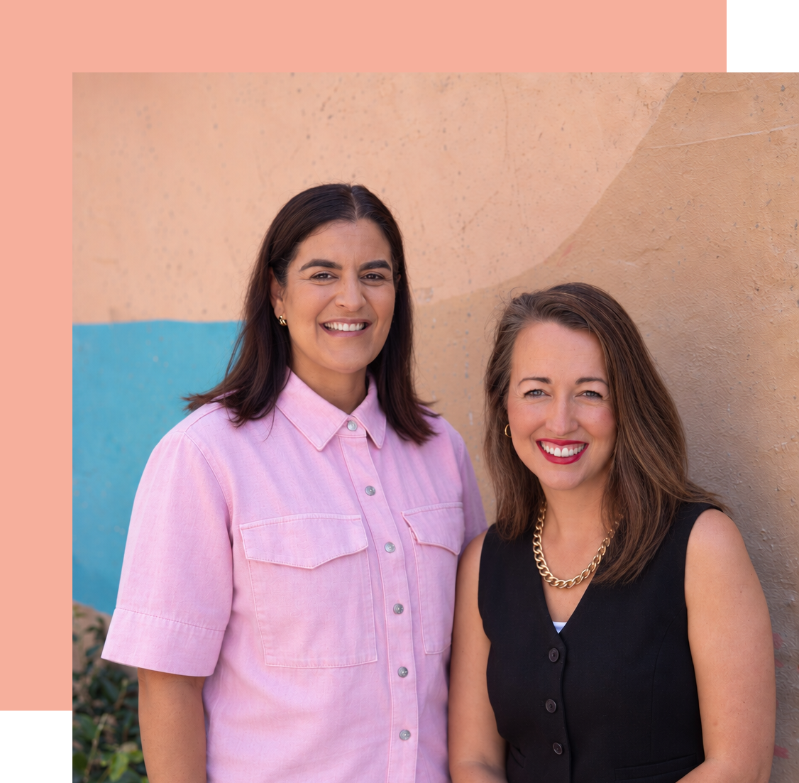 AAdel Issa (left) and Kate Brown (right), co-founders of Common Social, standing together and smiling.
