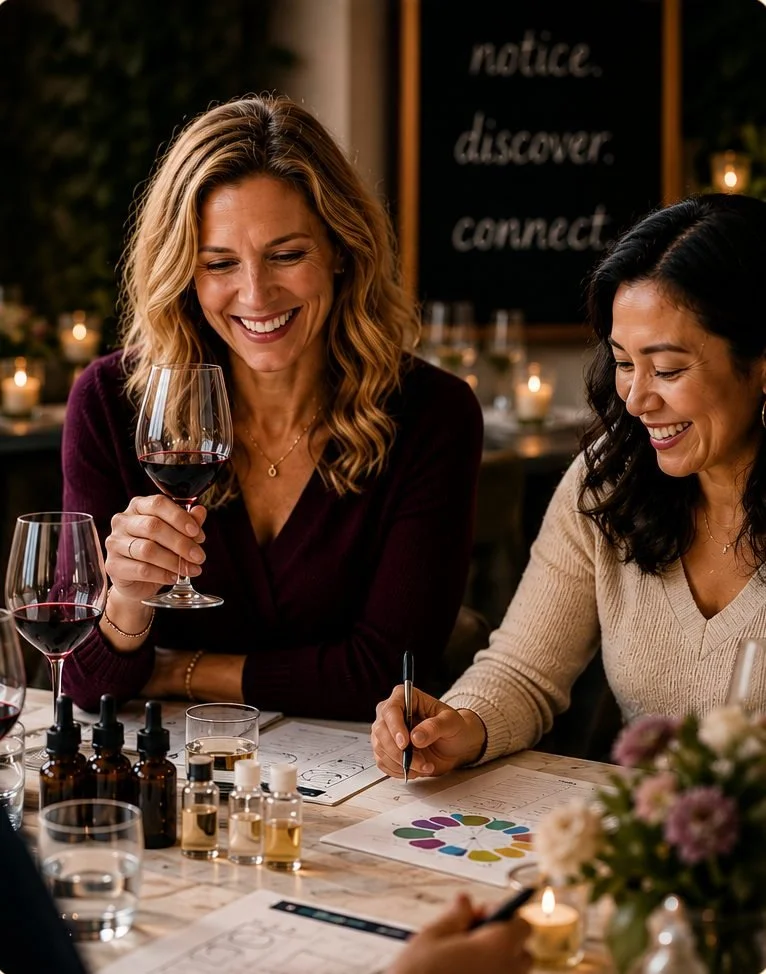 Guests at a public wine workshop
