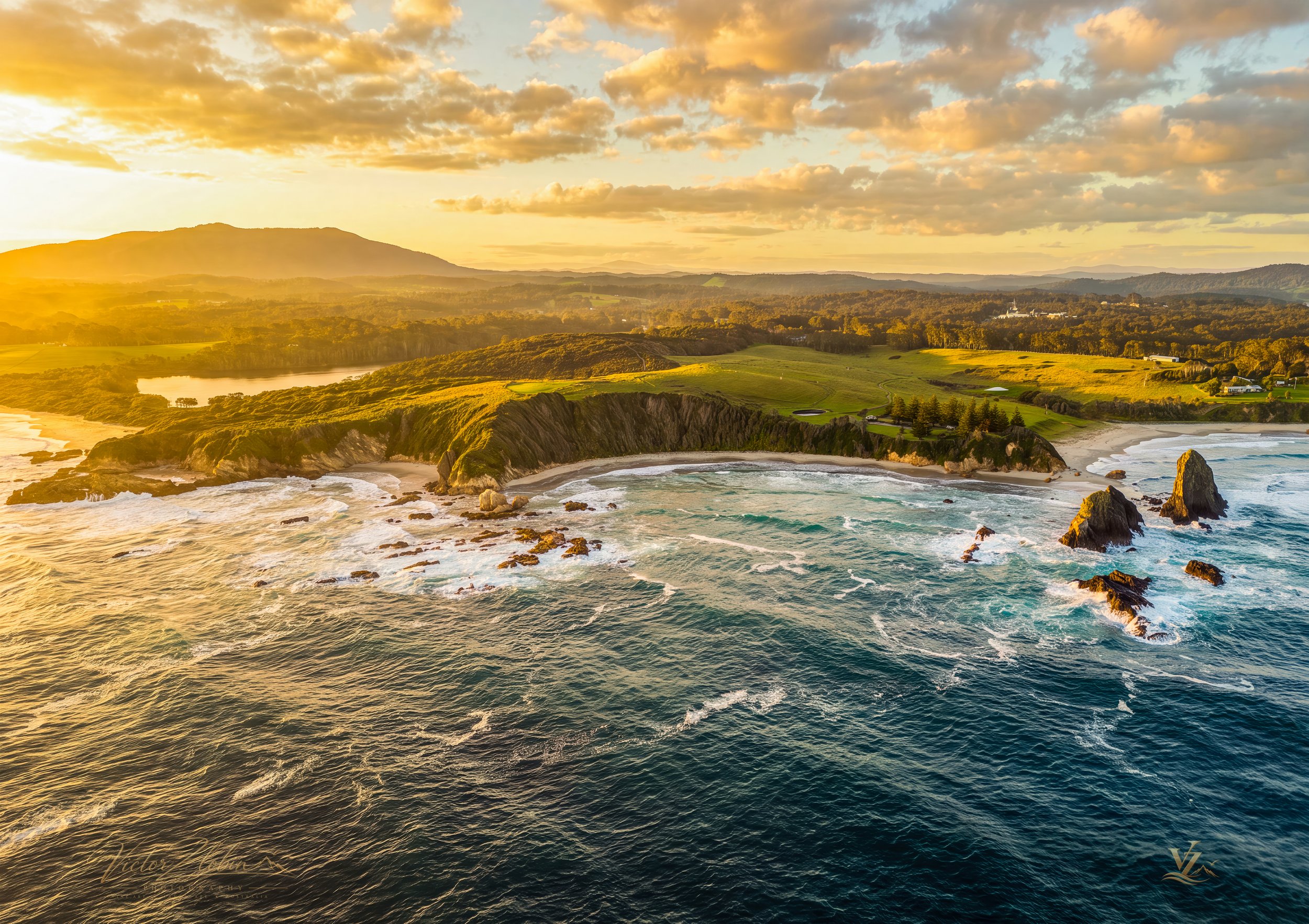 Narruma 0342 Narooma Coastline and Mount Dromedary at Golden Hour.jpg