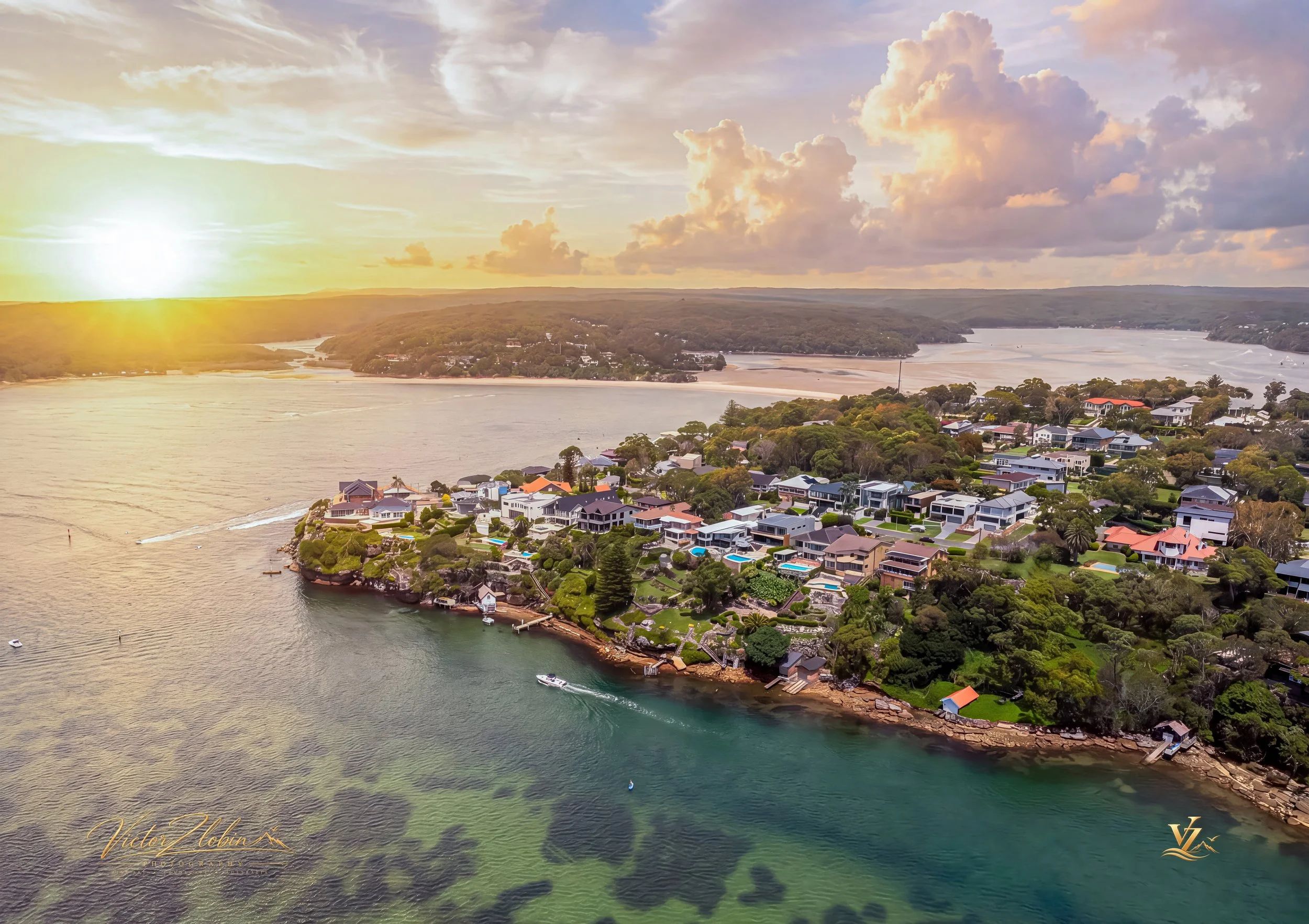 Aerial view of Darook Park and Port Hacking 0733