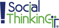 Logo with the text 'Social Thinking' in blue and green letters.