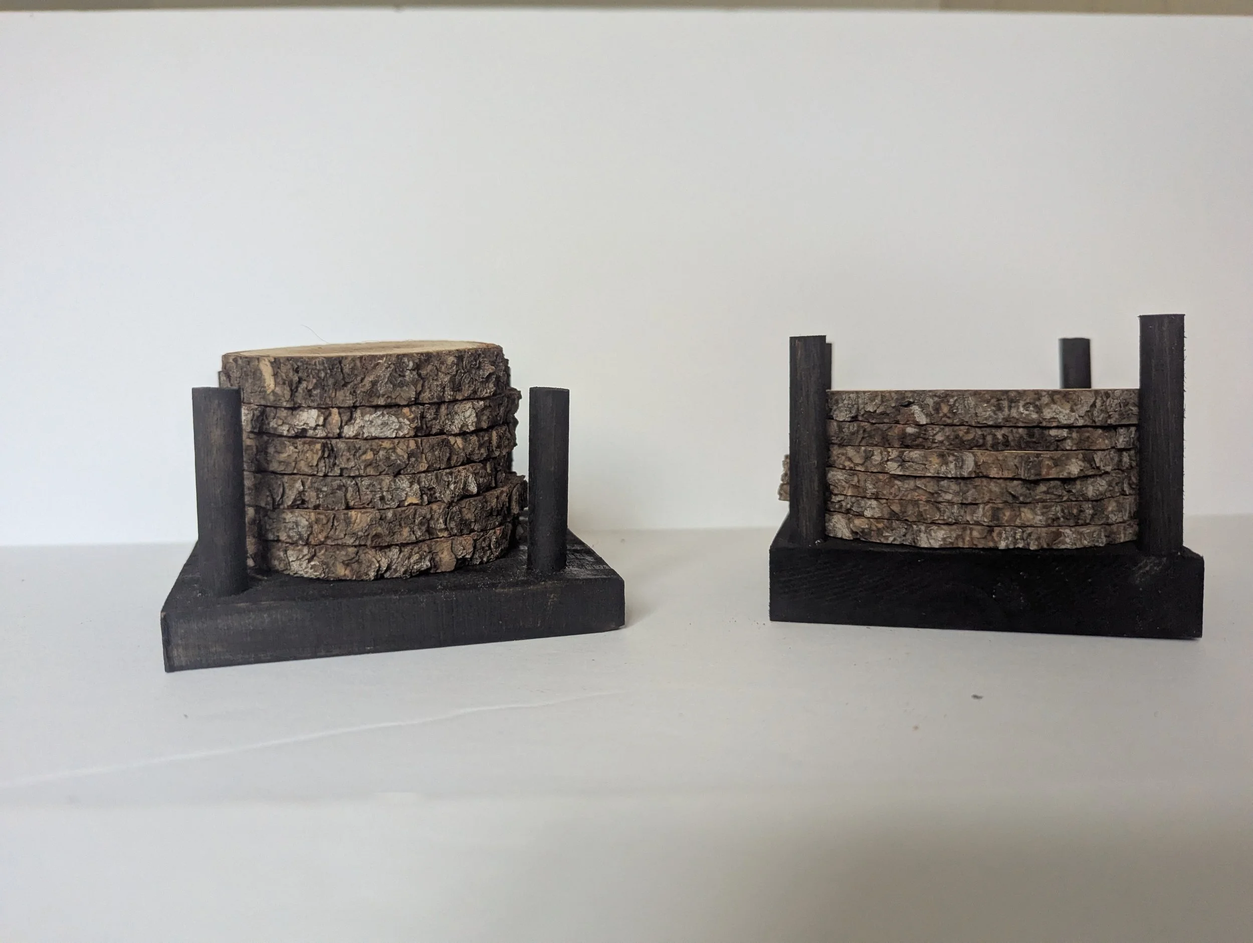 Rustic Log slice Coaster set with stand