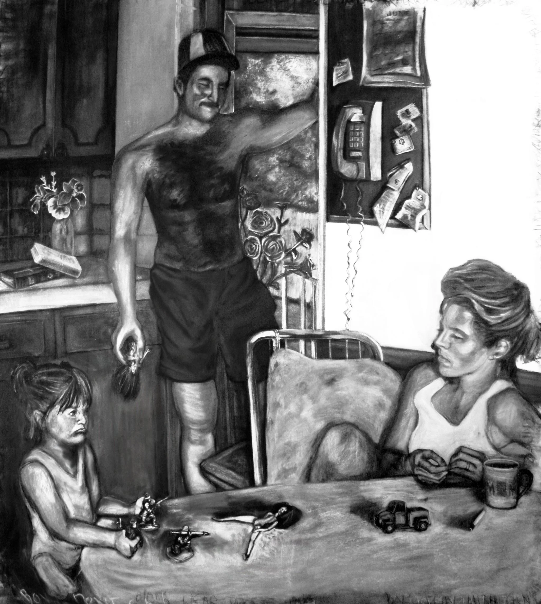 Daddy’s Little Girl |
2014 |
Charcoal and Gesso on Raw Canvas |
84 x 80 inches |
$4800
