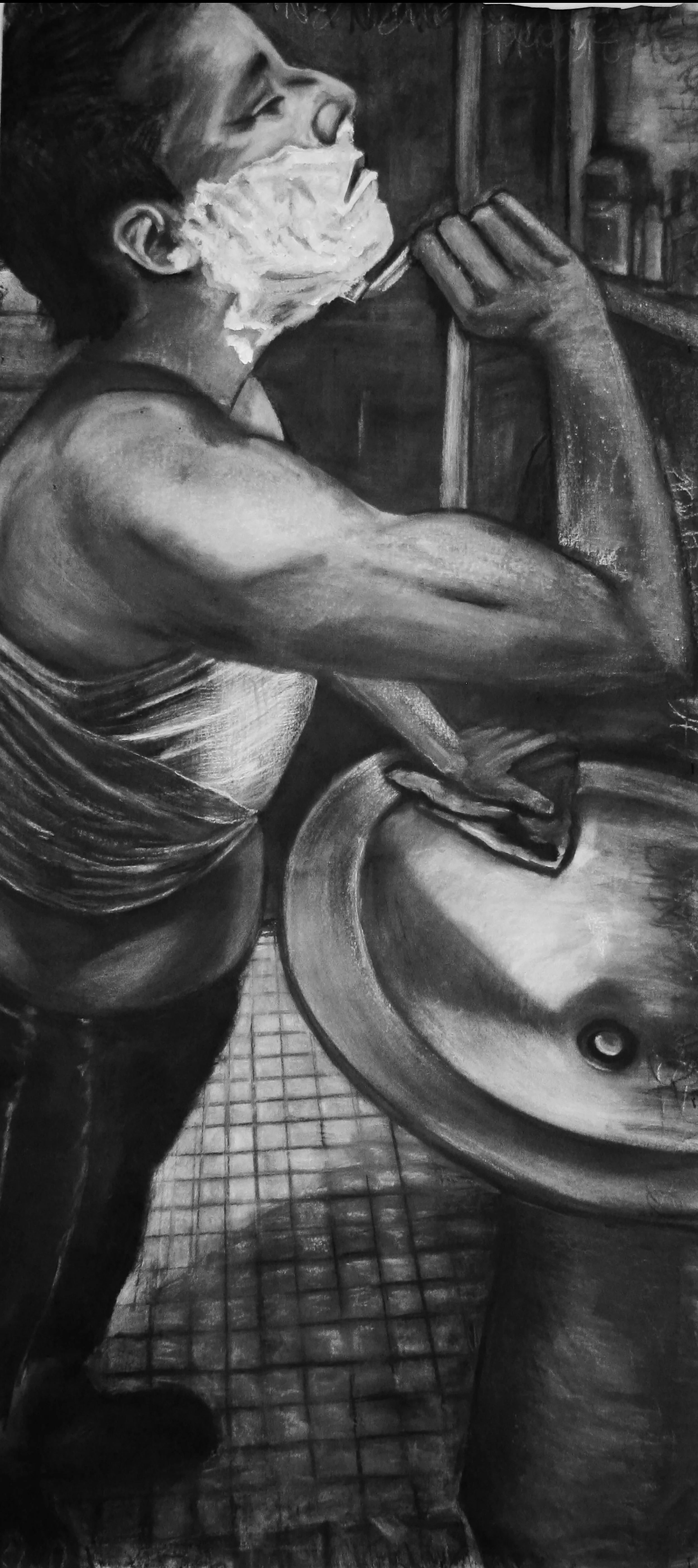 Bound to Barbasol |
2014 |
Charcoal and Gesso on Unstretched Canvas |
55 x 24 |
$3300
