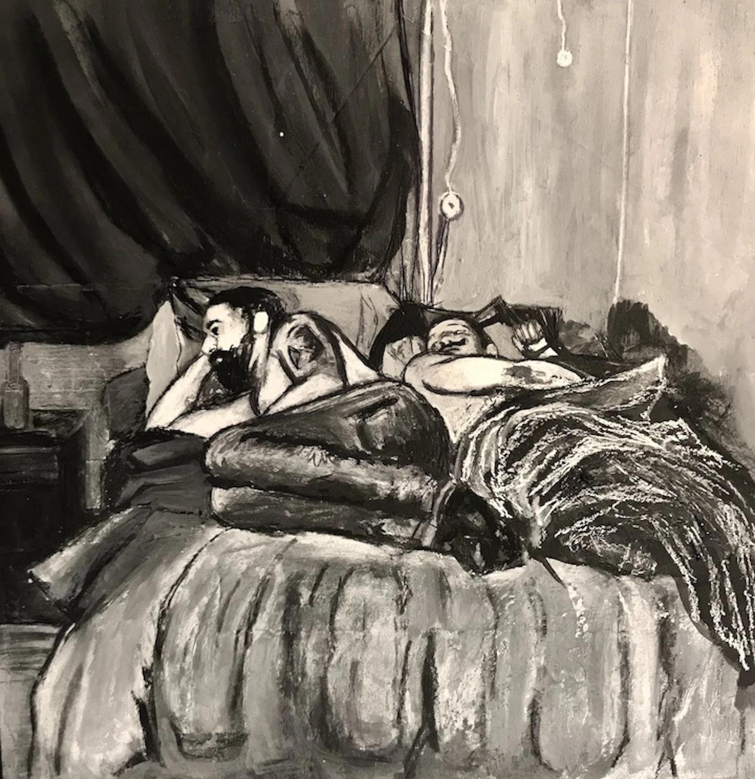 Walls |
Charcoal, Acrylic, Paper on Wood |
10 x 10 inches |
$650