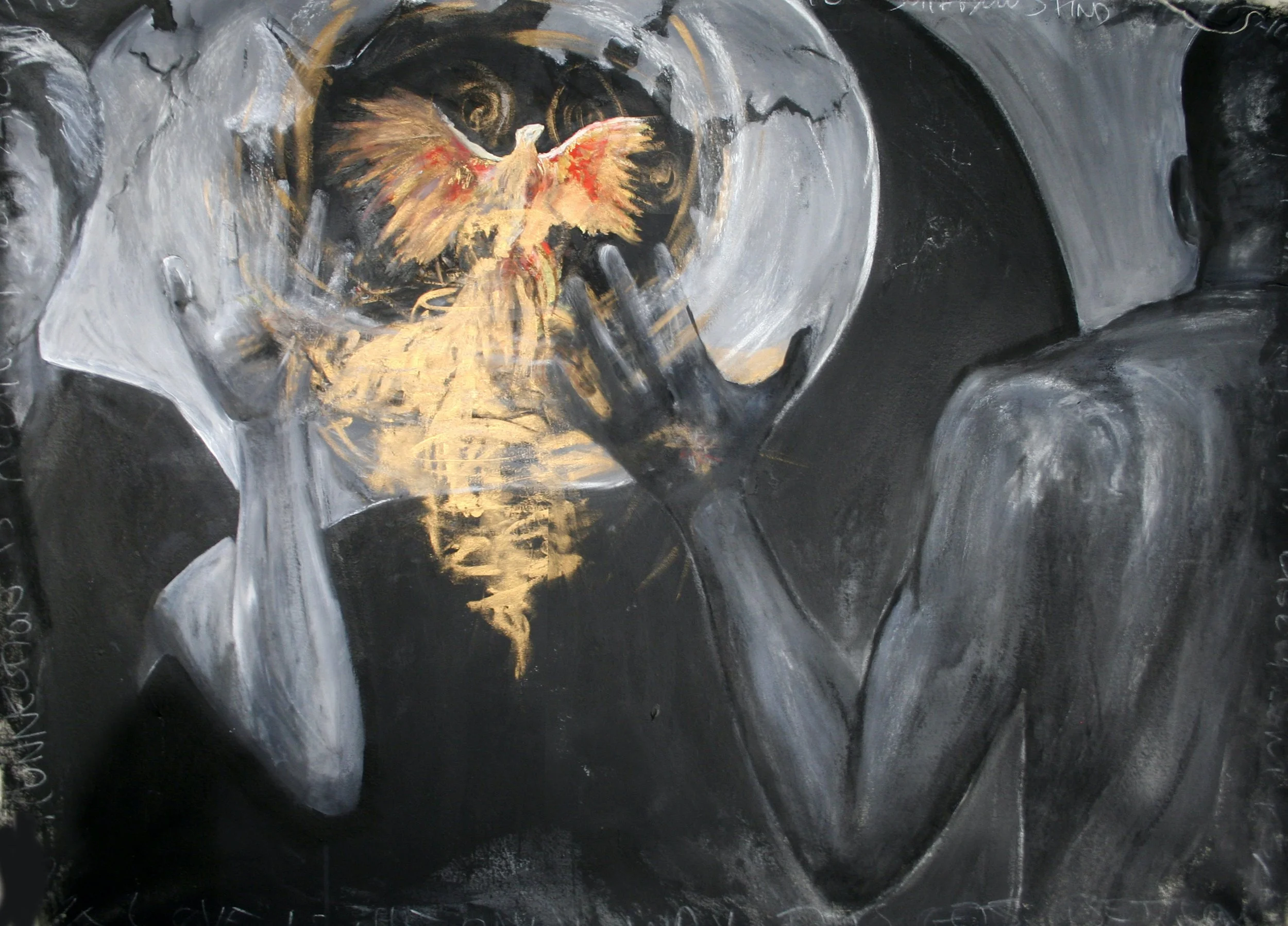 A Phoenix Will Rise… |
2016|
Charcoal, Gesso, Acrylic on Canvas |
39 x 49.5 inches |
PRINTS ONLY
