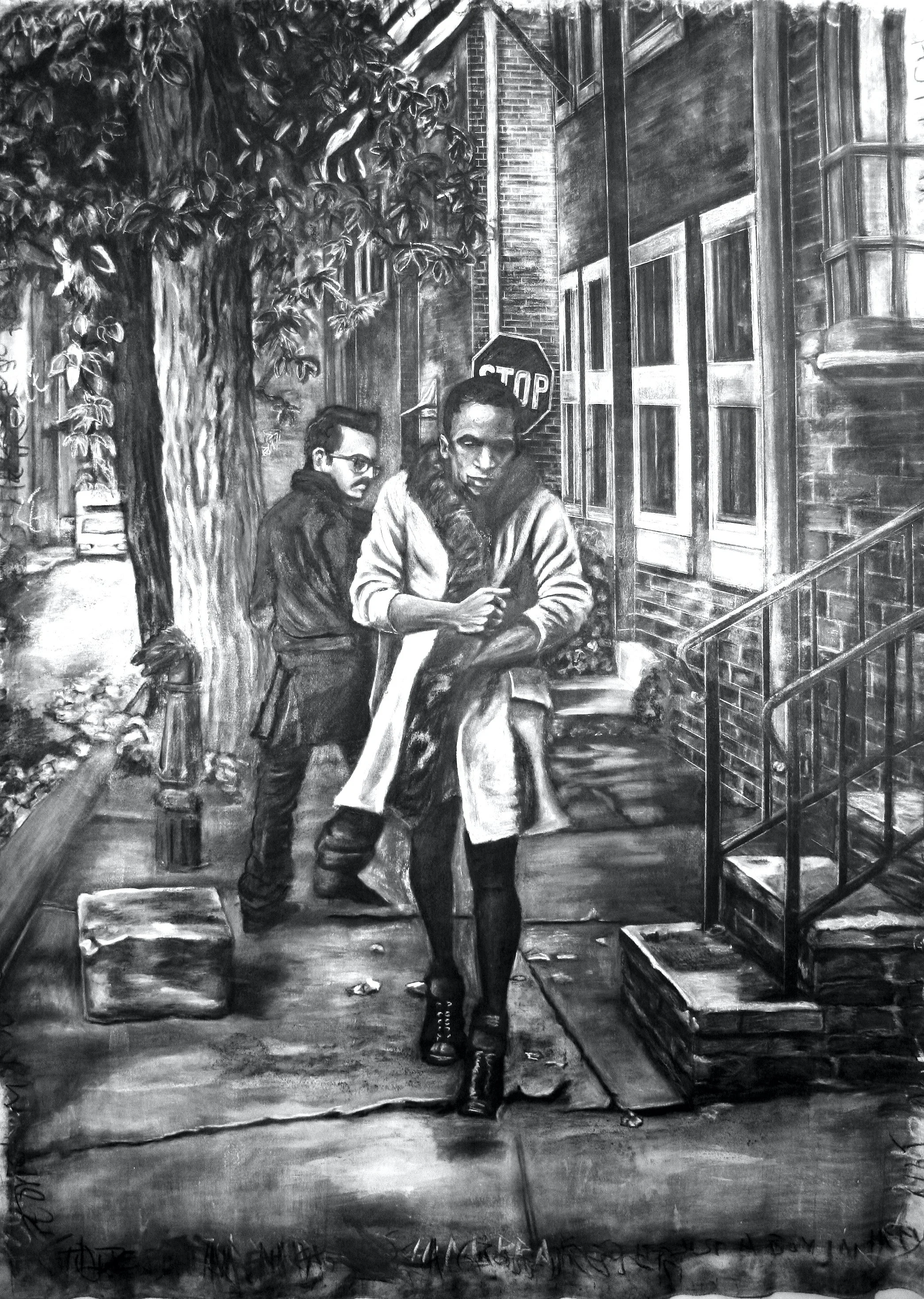 Boy in Heels |
2014 |
Charcoal and Gesso on Canvas |
96 x 72 inches |
PRINTS AVAILABLE ONLY 

