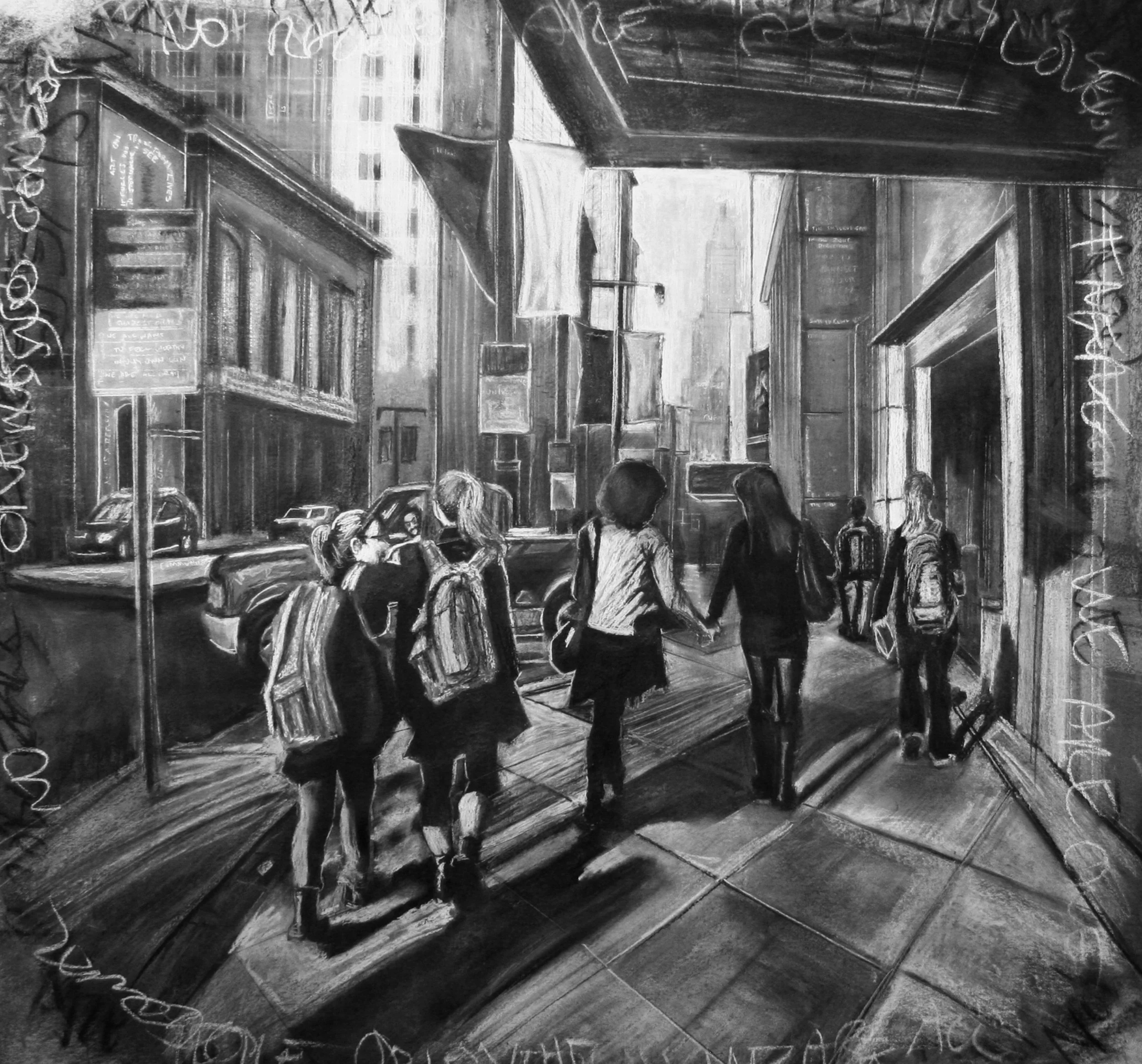 Steps Forward |
2016 |
Charcoal and Gesso on Canvas |
42 x 39 inches |
PRINTS AVAILABLE ONLY
