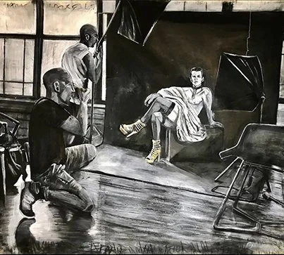 Rule of Thirds |
2016 |
Charcoal, Gesso, Gold Acrylic on Unstretched Canvas |
72 x 82 inches |
$4500
