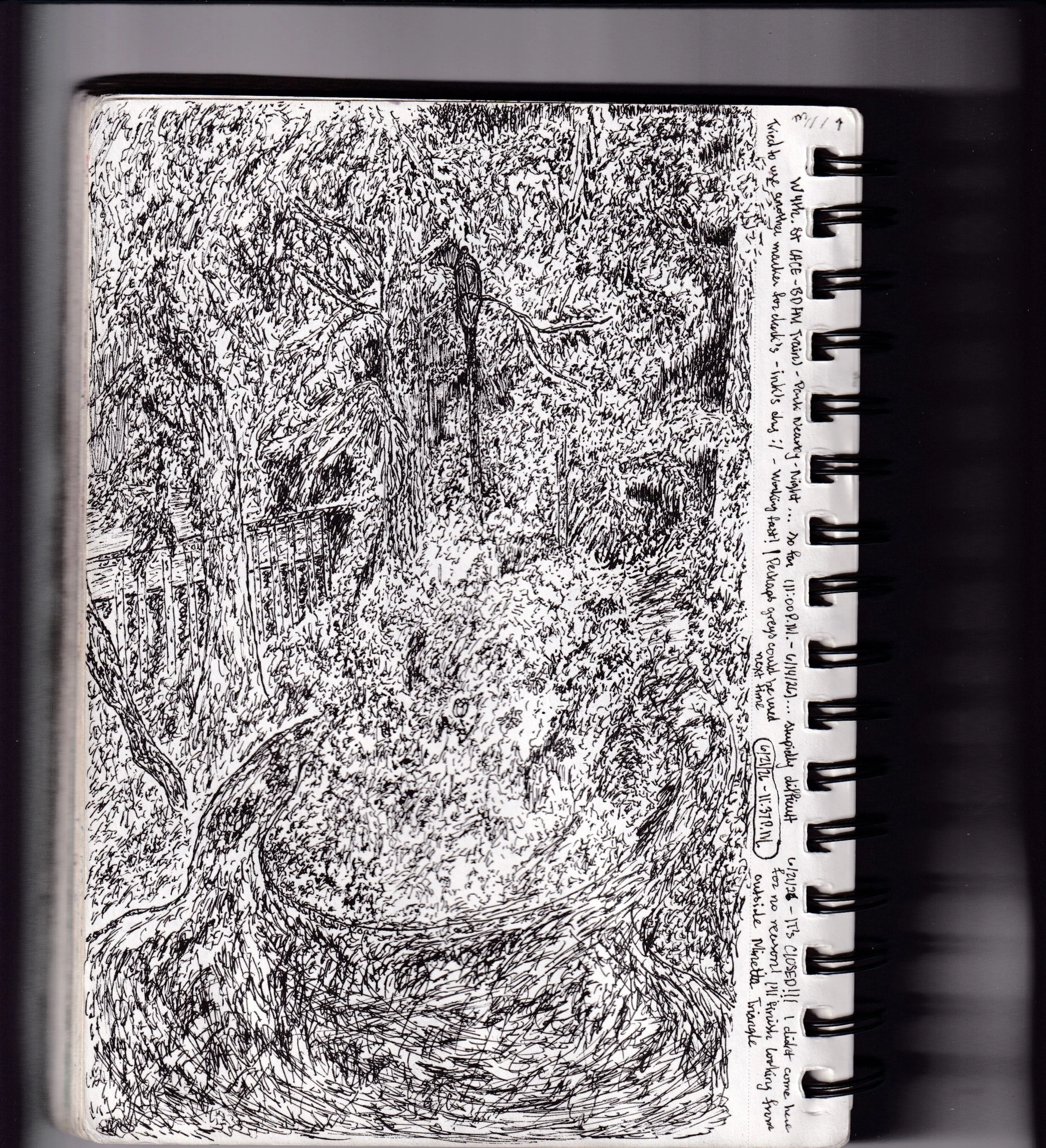 Minetta Triangle Sketch #1 [6-21-2026]

Sketchbook:
W. 4th Street (B/D/F/M Trains) - Park Nearby (Night)... So far
(11:00 P.M. -6/14/2026) ... Stupidly difficult

Tried to use another marker for dark's - ink's dry :/

6/21/26 - IT'S CLOSED!!! I didn'