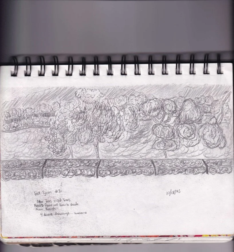 [Central Park Sketching #5] Fort Tyron Park #3 [10-18-2025]

Sketchbook:
Fort Tyron #3
New Trees   Old Trees
Need to figure out how to shade them though

4 decent drawings...awesome

10/18/2025