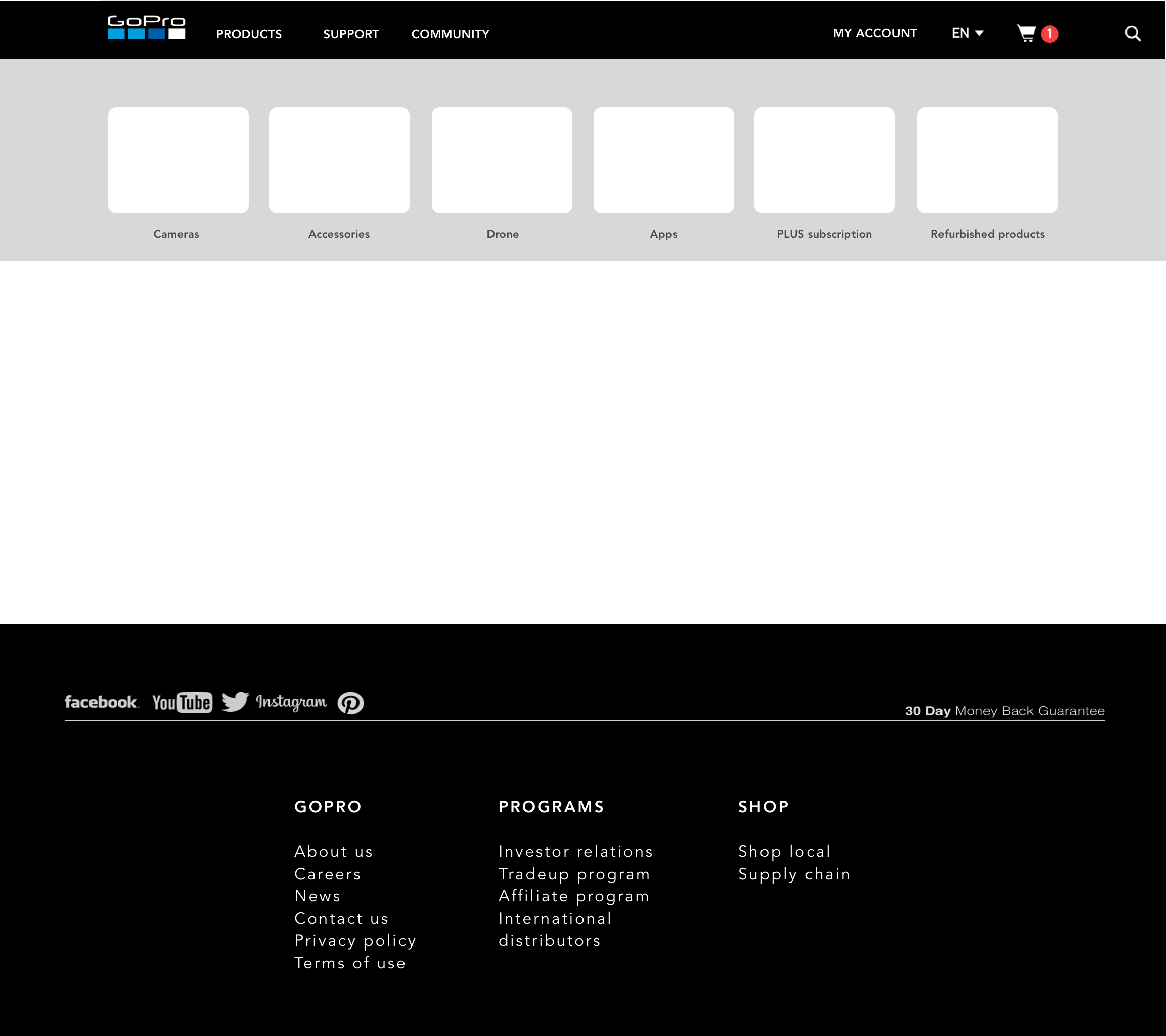 UI Exploration 2 for the Products menu, GoPro Website Information Architecture Redesign