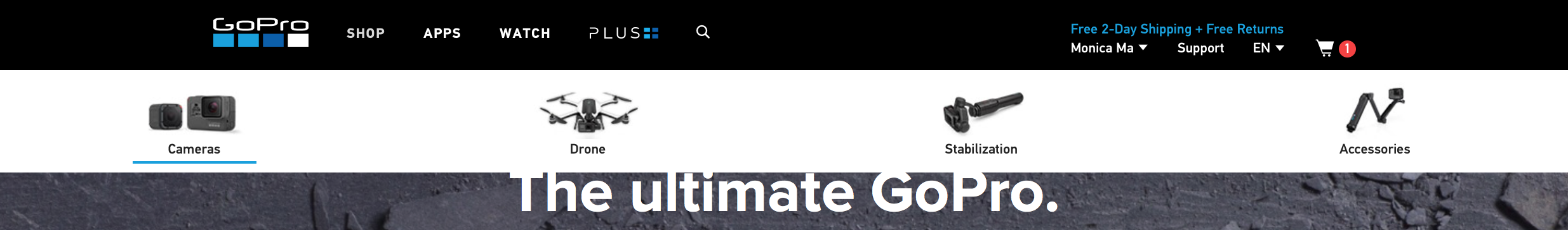 Original Products Menu, GoPro Website