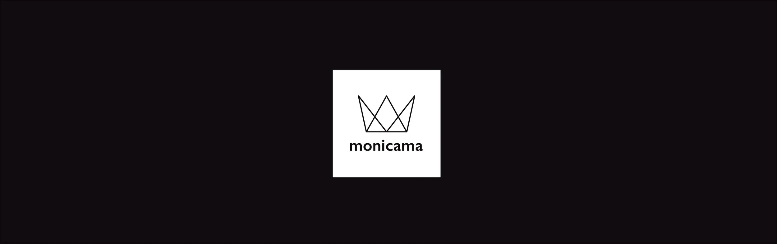 monicama master logo, white on black