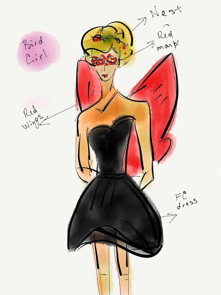 A Sketch of a Bird Girl character, Juicy Couture Spec Commercial