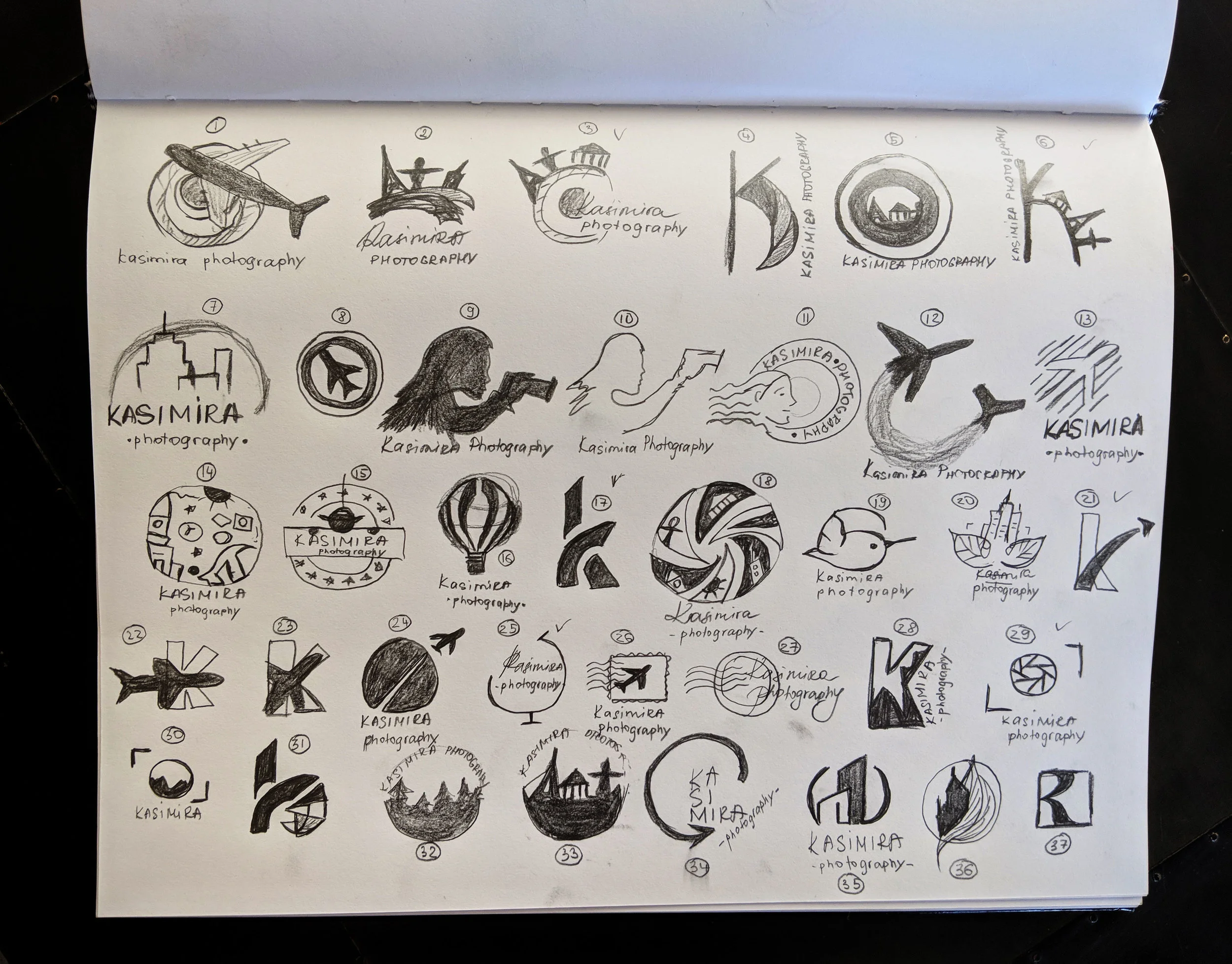 Kasimira Photography Logo Sketches