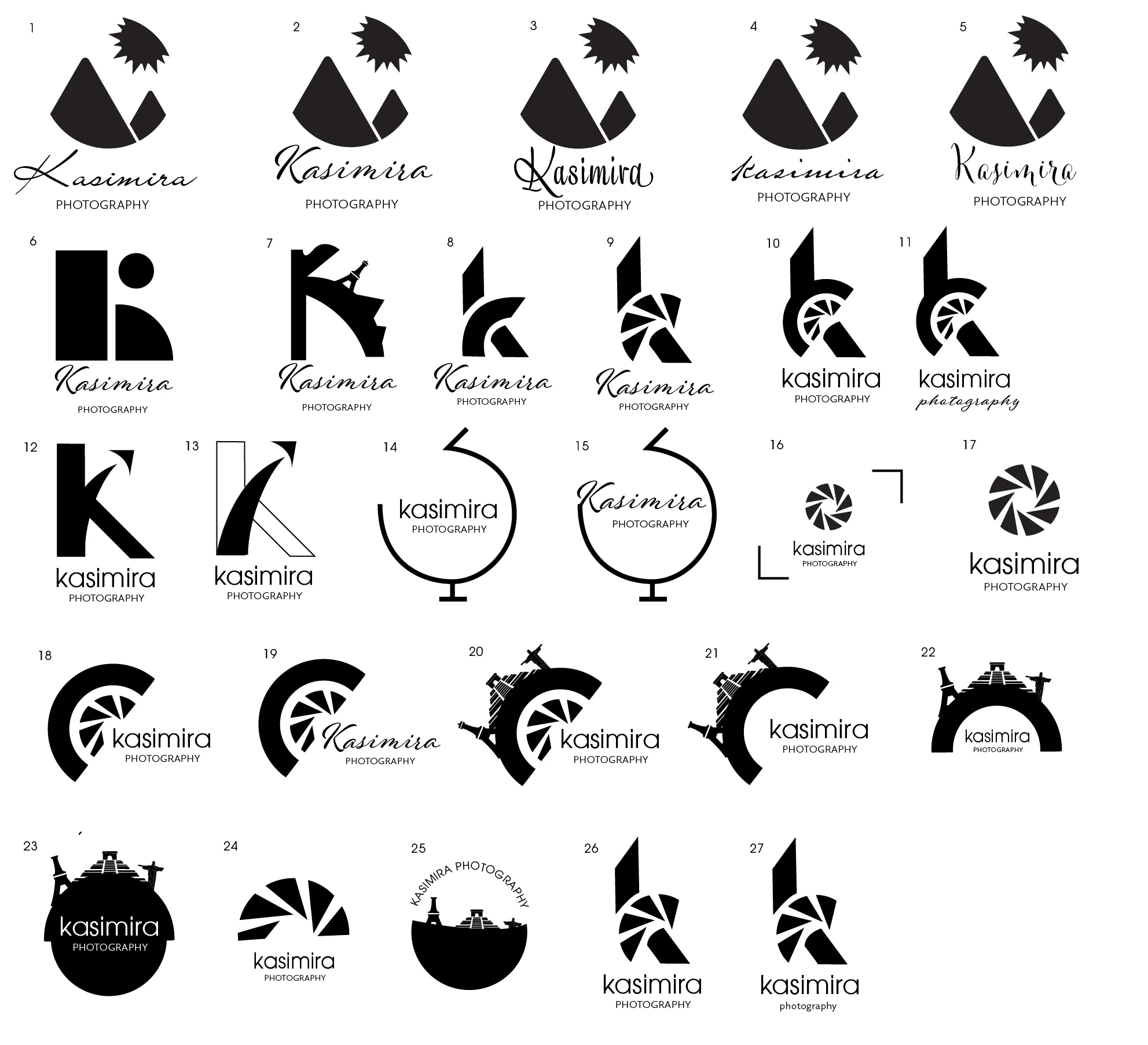 Kasimira Photohgraphy Round 2 Logo Ideation