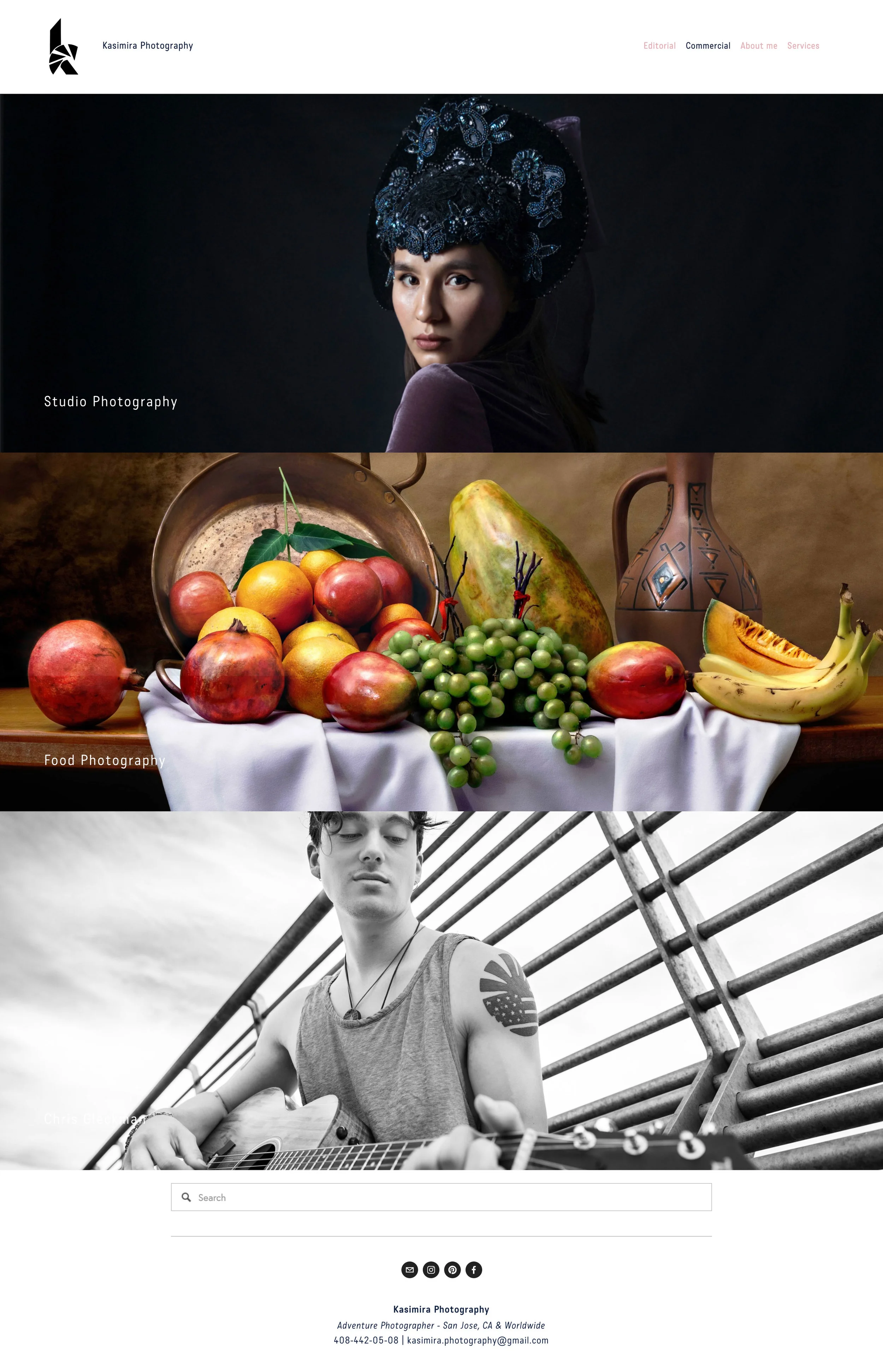 Redesigned Commercial Photography Menu, Kasimira Photography