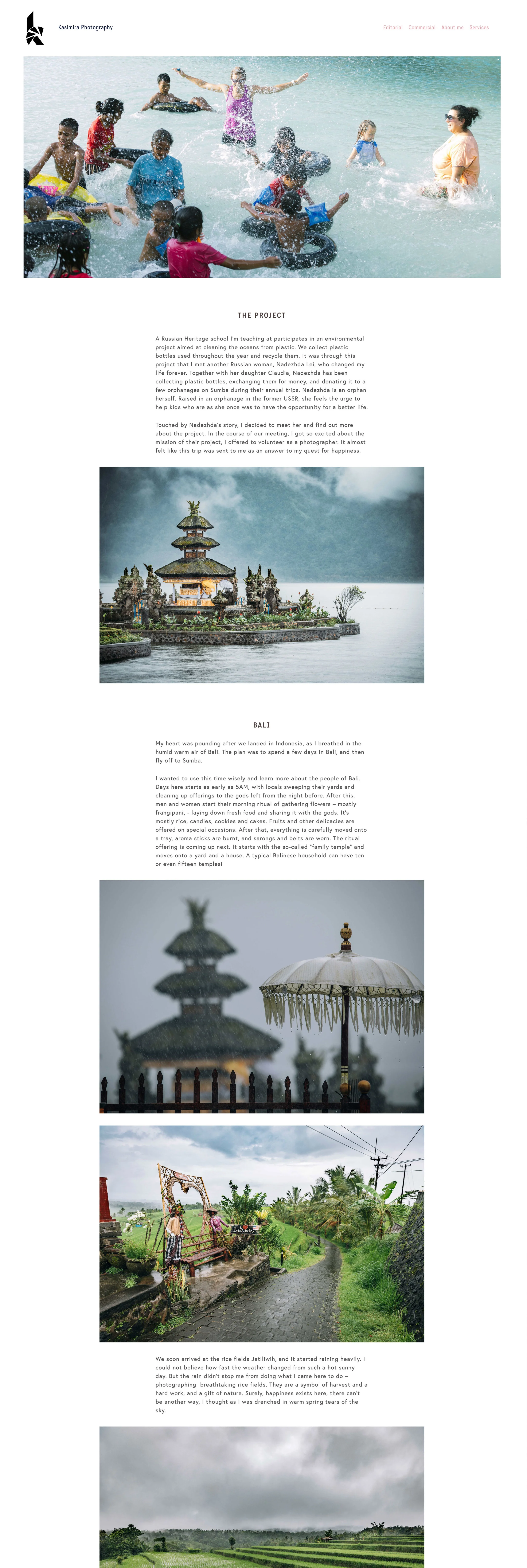 A Layout of Redesigned Kasimira Photography Project Page