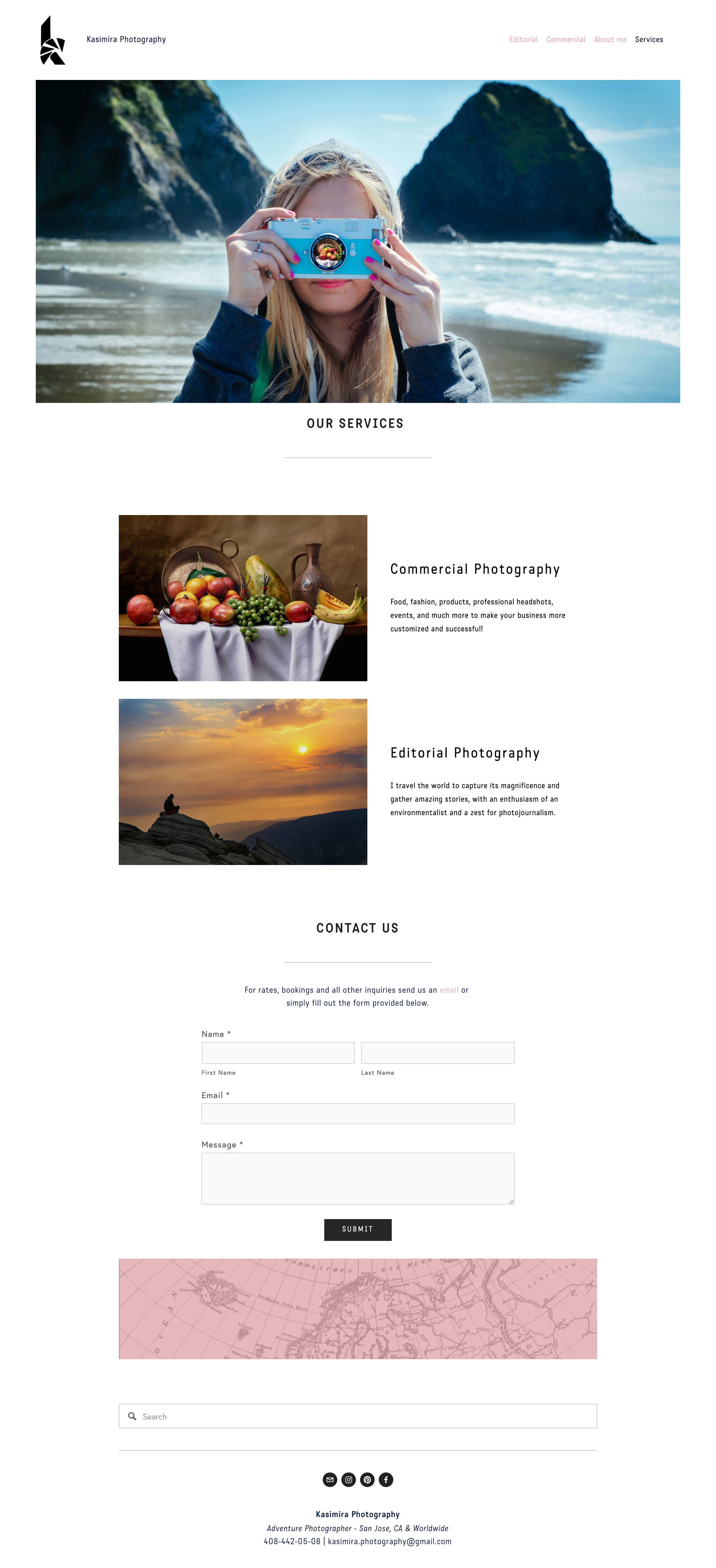 Redesigned Services Page, Kasimira Photography