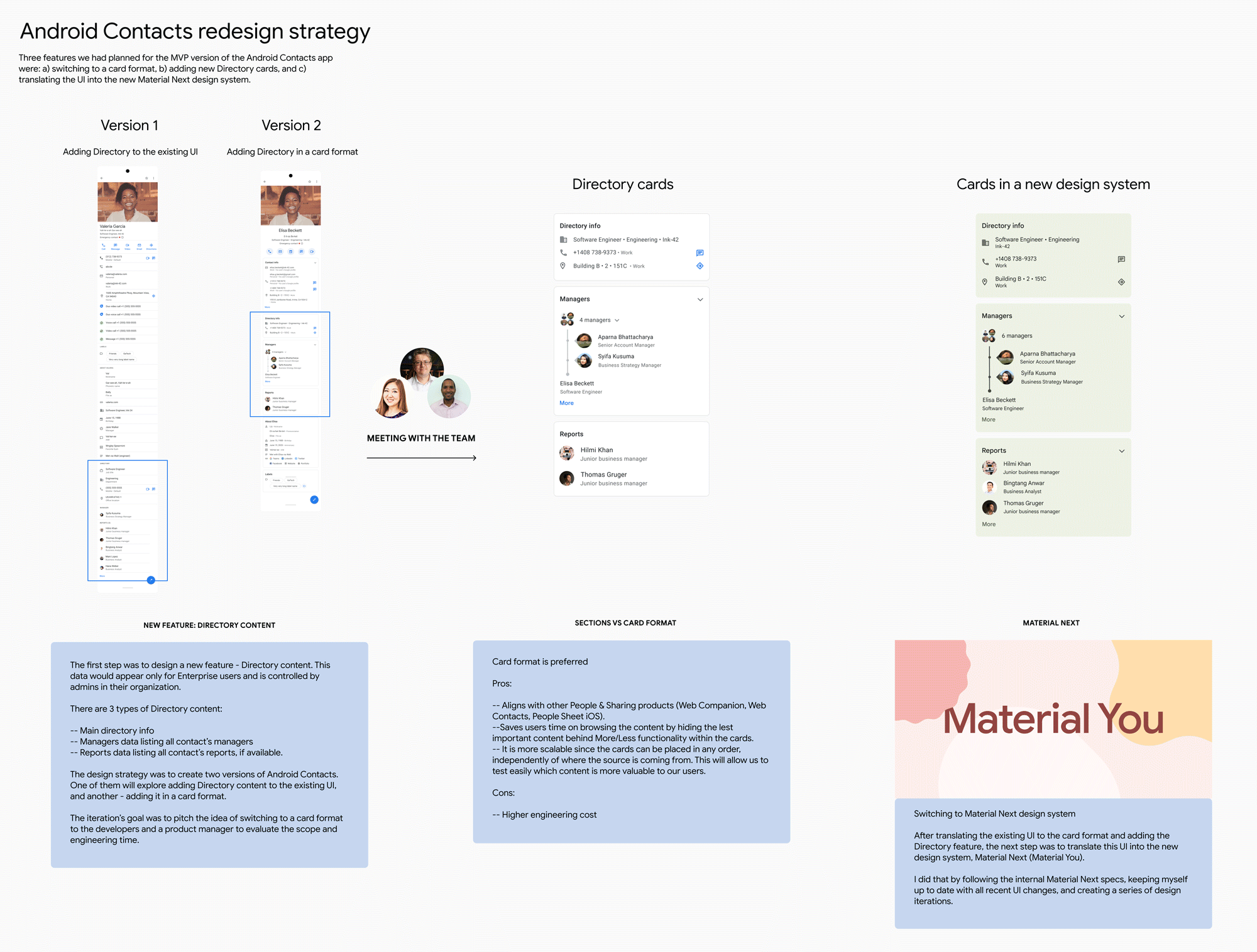 Design strategy for Android Contacts redesign in Q4 2021