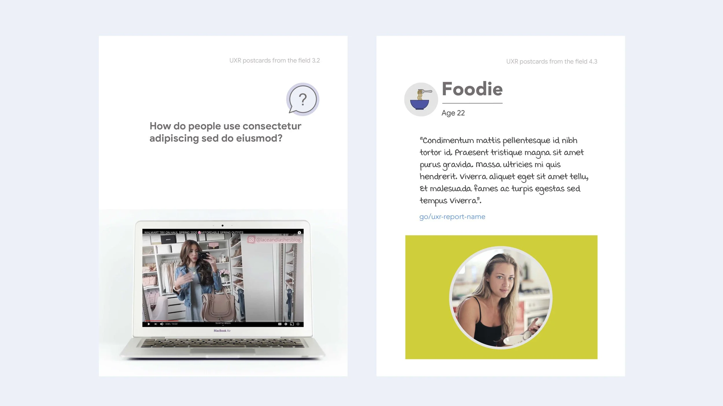 Some of the front side layouts: Guessing user screen (left) and Quote (center)
