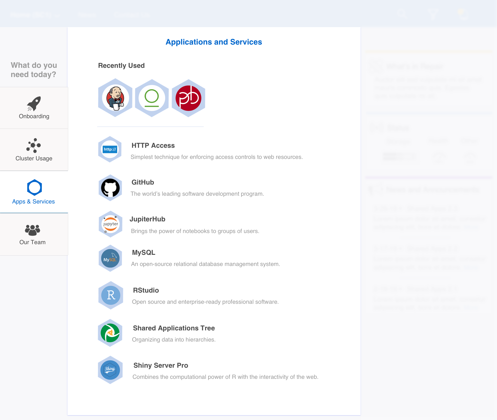 Design Challenge 2. Final Apps and Services page (partial)