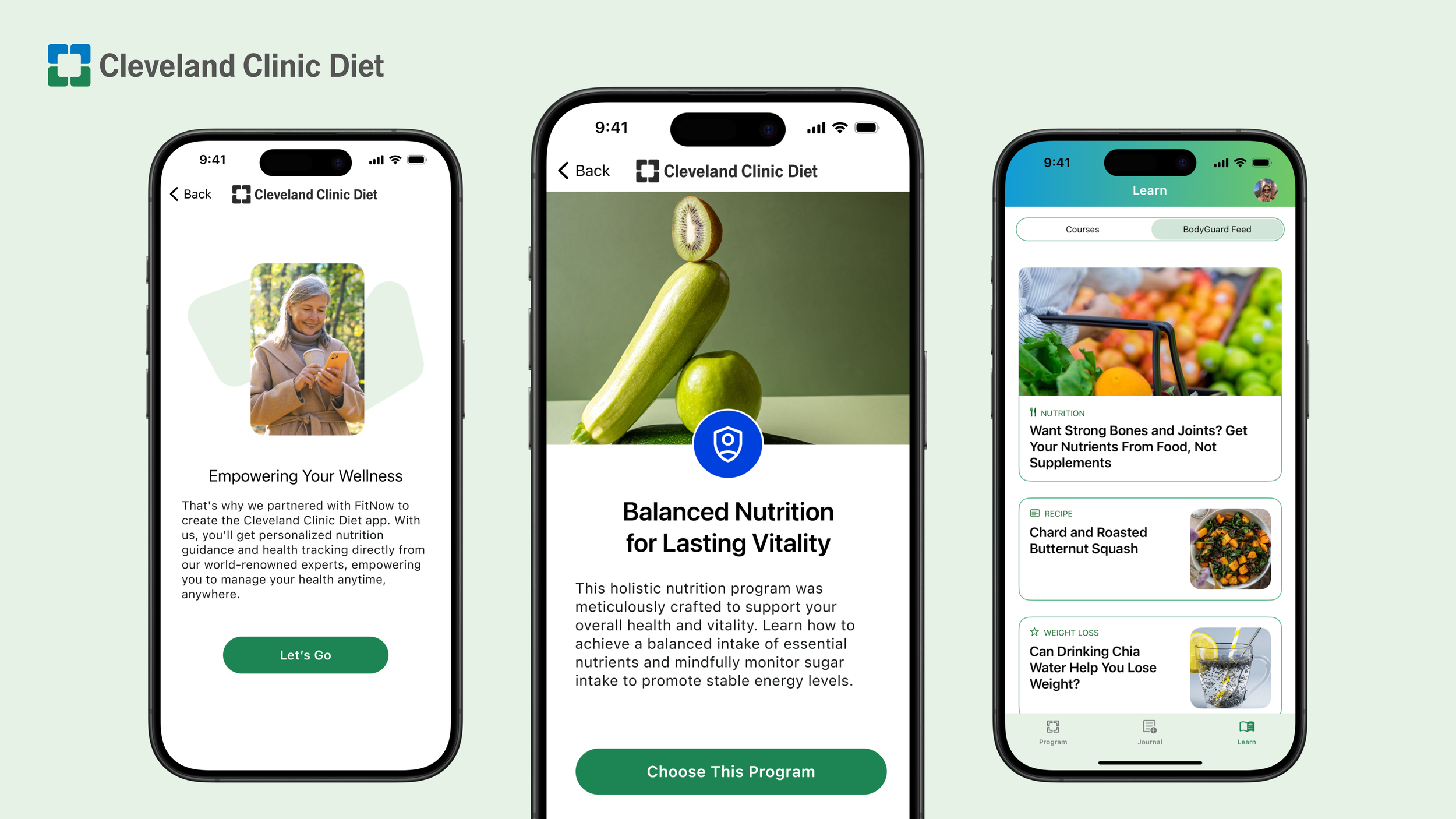 Monica Ma features UX UI design project for Cleveland Clinic Diet app in mindful nutrition_iOS mobile design