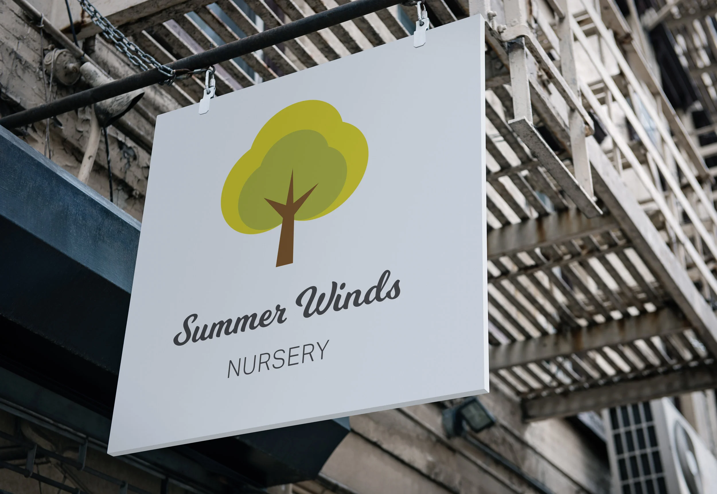Redesigned logo and type, Summer Winds Nursery