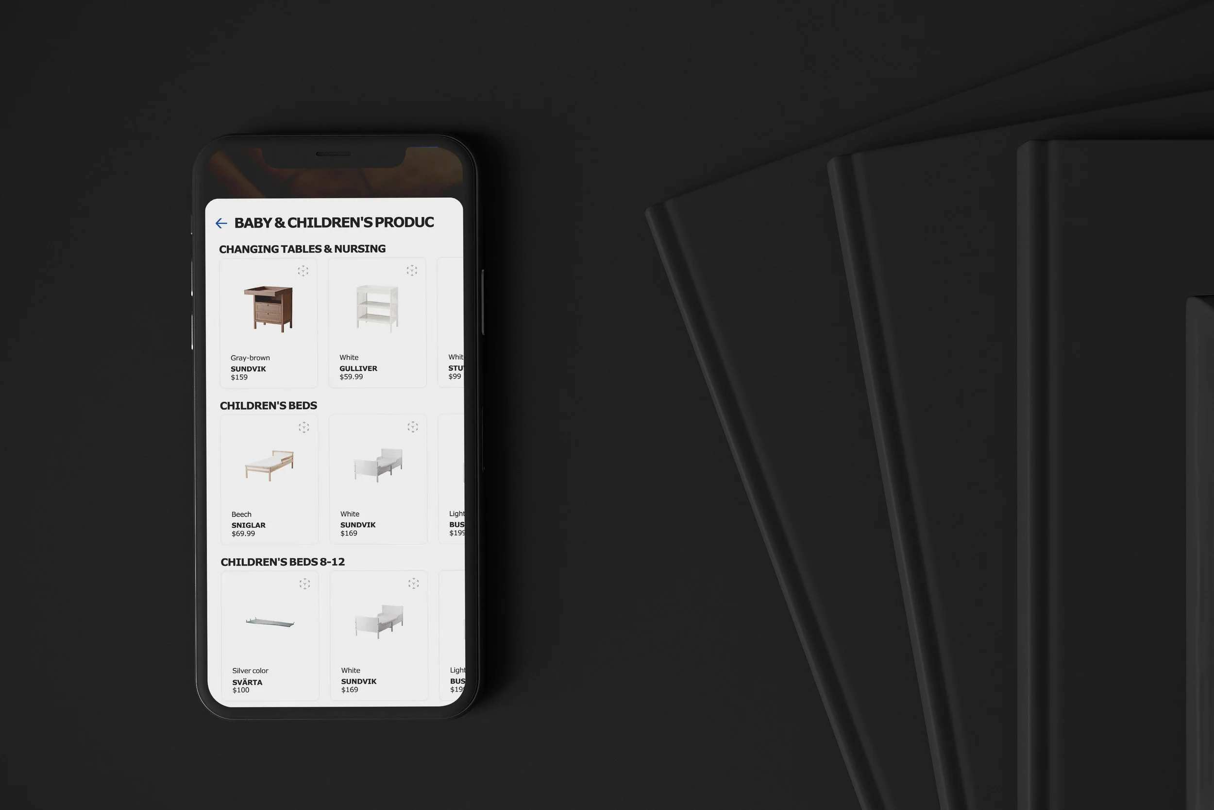 Current Category screen, IKEA PLACE app