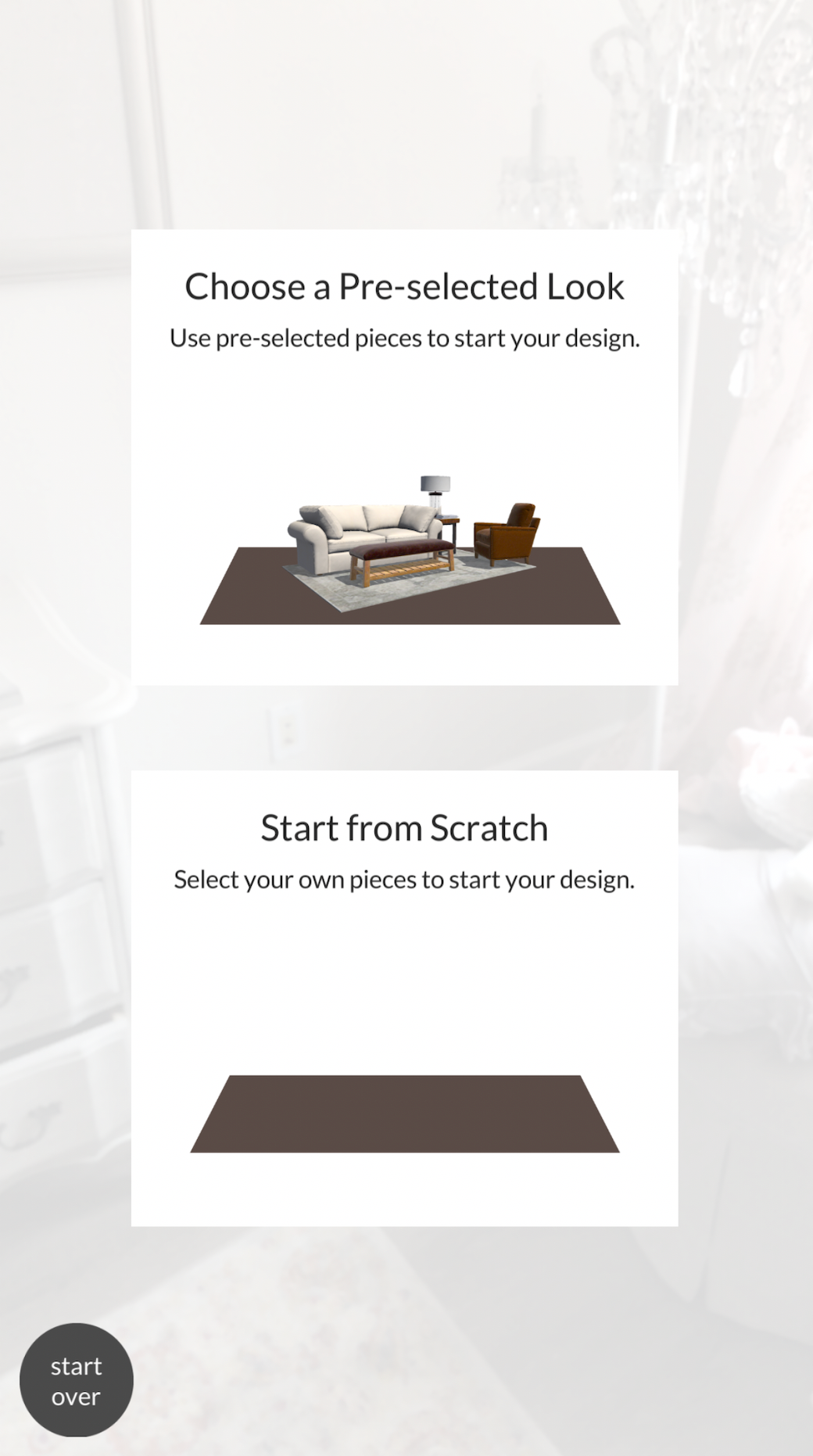 Second set-up screen, 3D Room View